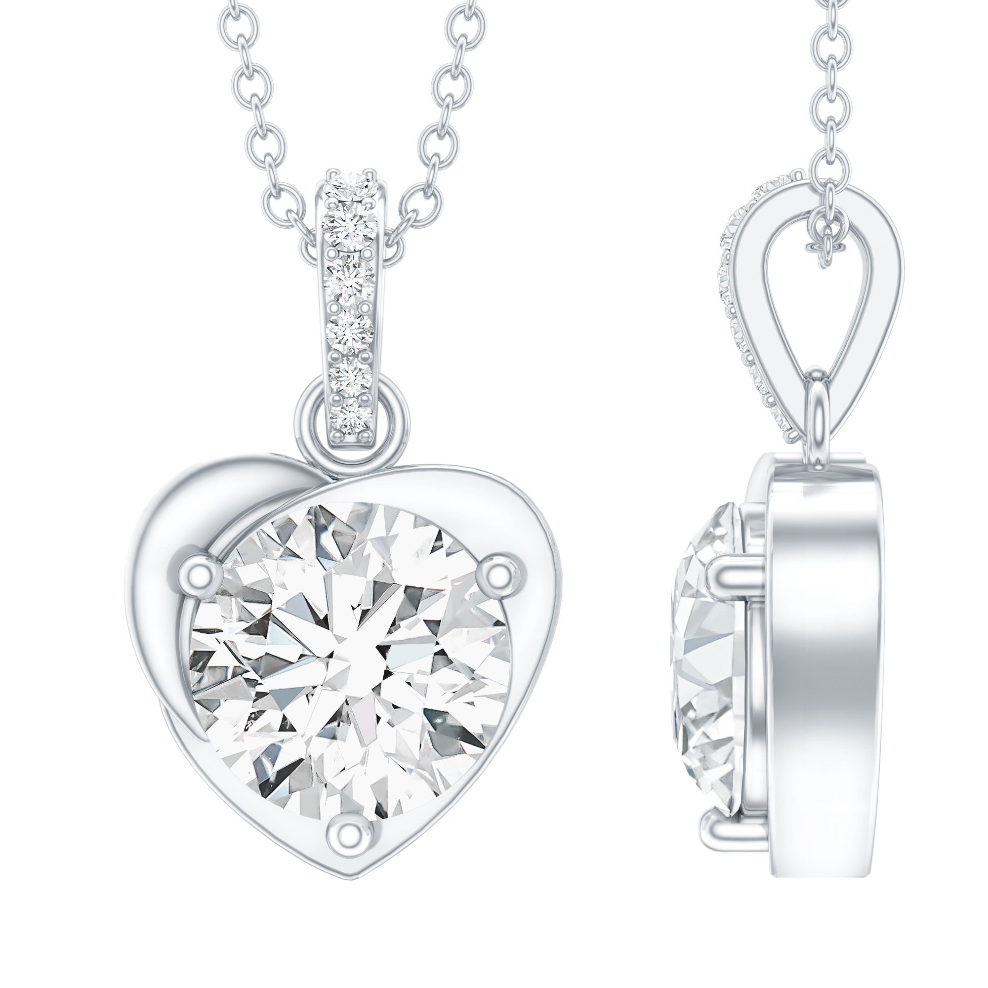 2 Carat Lab Grown Diamond Solitaire Heart Locket for Women