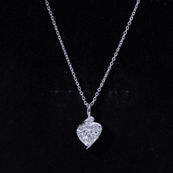 8 MM Lab Grown Diamond Heart Solitaire Necklace Lab - ( EF-VS ) - Rosec Jewels
