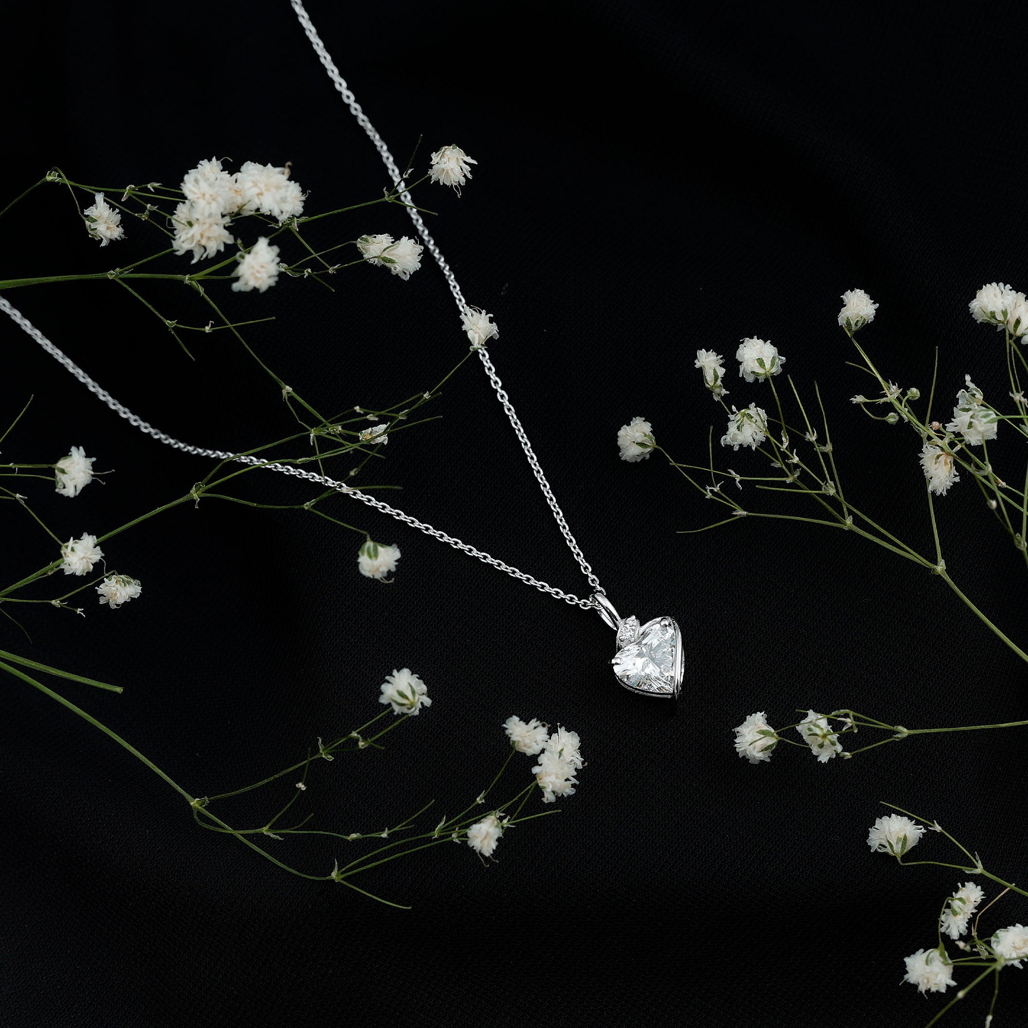 8 MM Lab Grown Diamond Heart Solitaire Necklace Lab - ( EF-VS ) - Rosec Jewels
