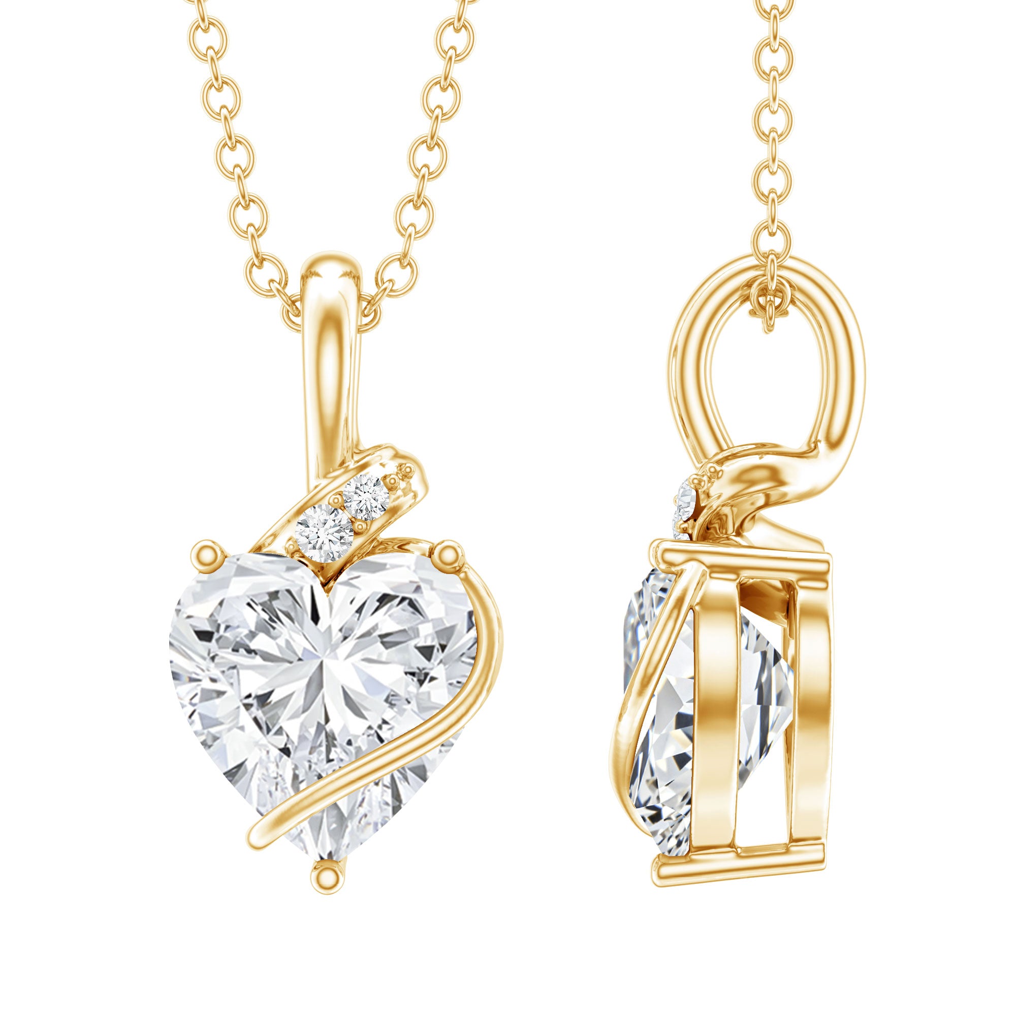 8 MM Lab Grown Diamond Heart Solitaire Necklace Lab - ( EF-VS ) - Rosec Jewels