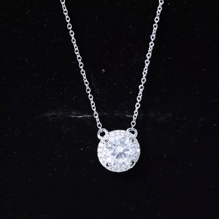 Certified Lab Created Diamond Halo Necklace For Bride Lab - ( EF-VS ) - Rosec Jewels