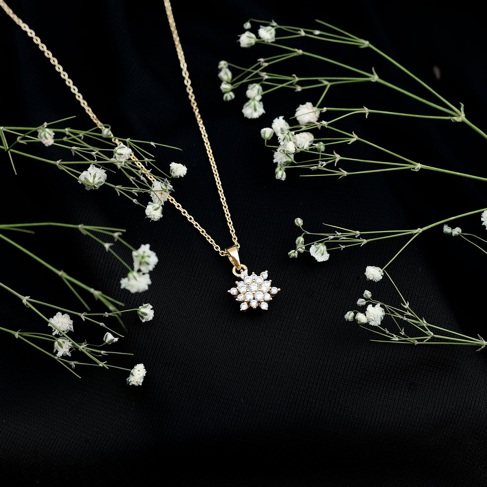 Certified Lab Grown Diamond Snowflake Necklace For Women Lab - ( EF-VS ) - Rosec Jewels
