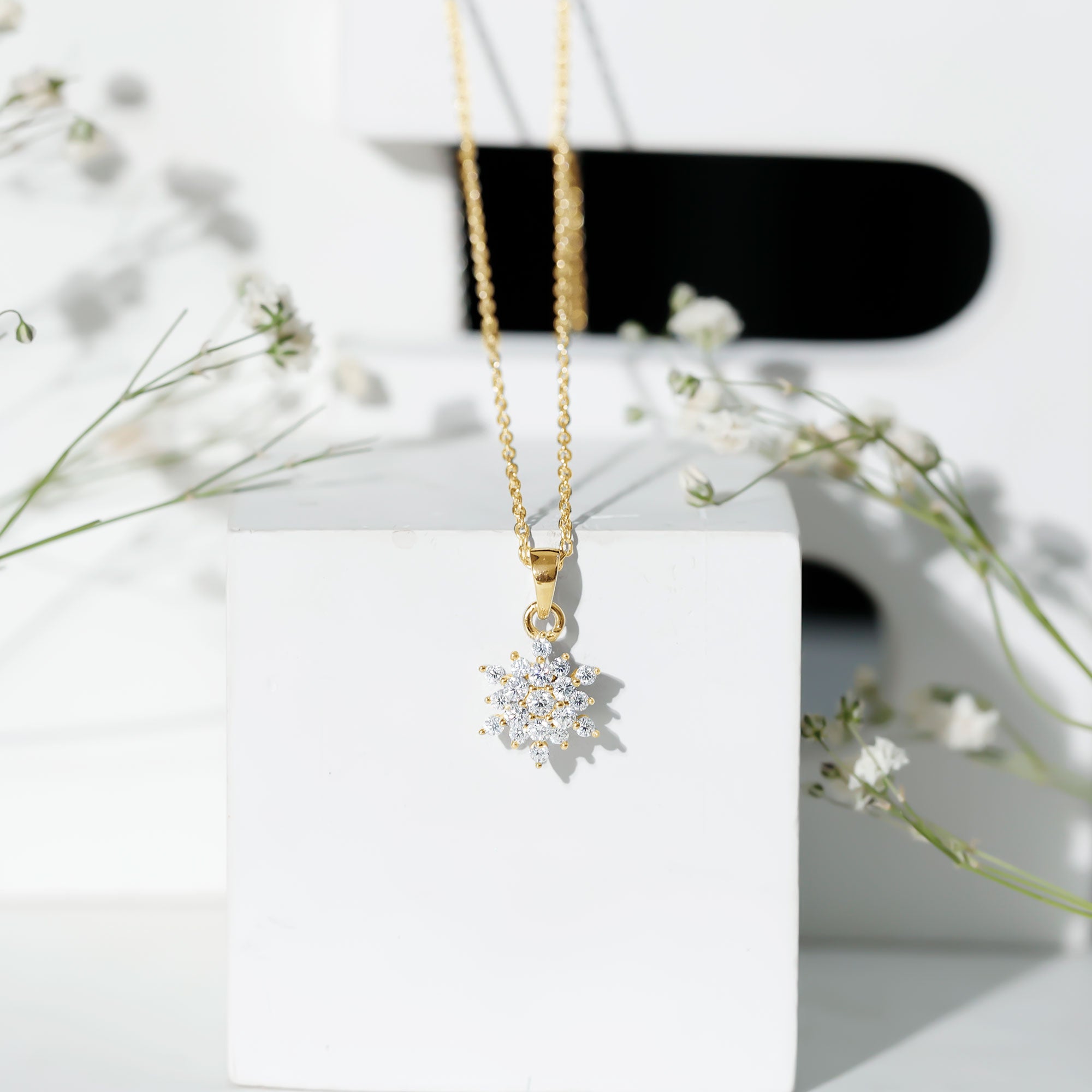 Certified Lab Grown Diamond Snowflake Necklace For Women Lab - ( EF-VS ) - Rosec Jewels