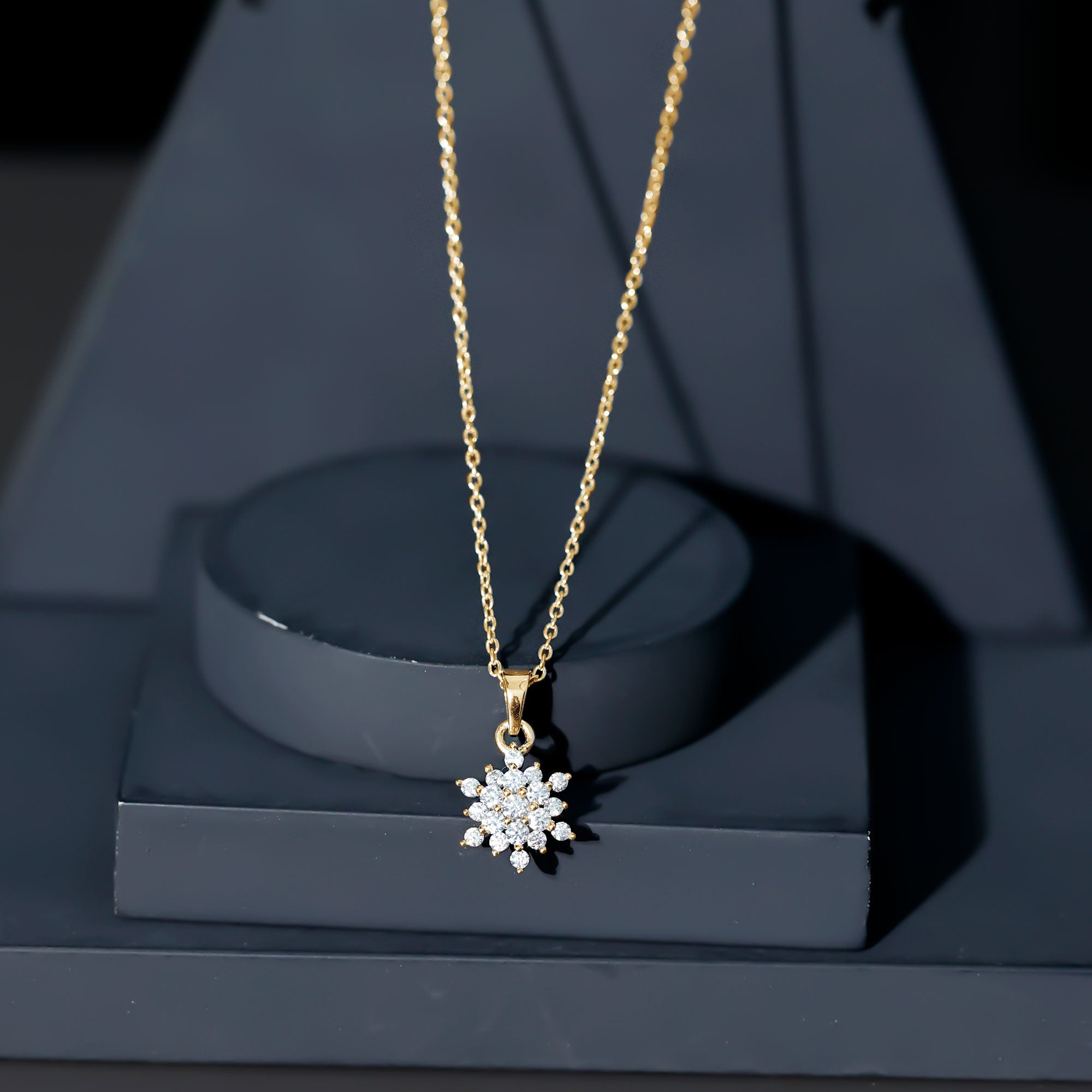 Certified Lab Grown Diamond Snowflake Necklace For Women Lab - ( EF-VS ) - Rosec Jewels