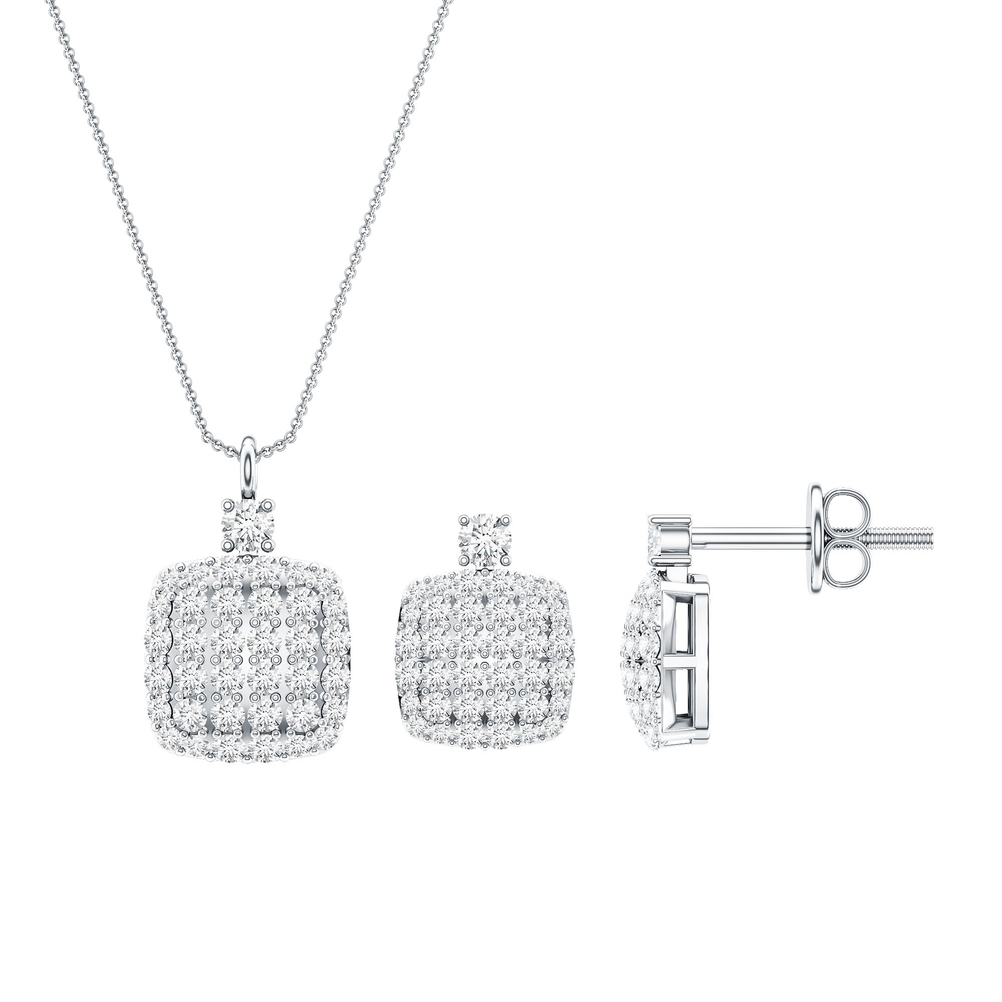 Certified Lab Grown Diamond Bridal Necklace Earring Set Lab - ( EF-VS ) - Rosec Jewels