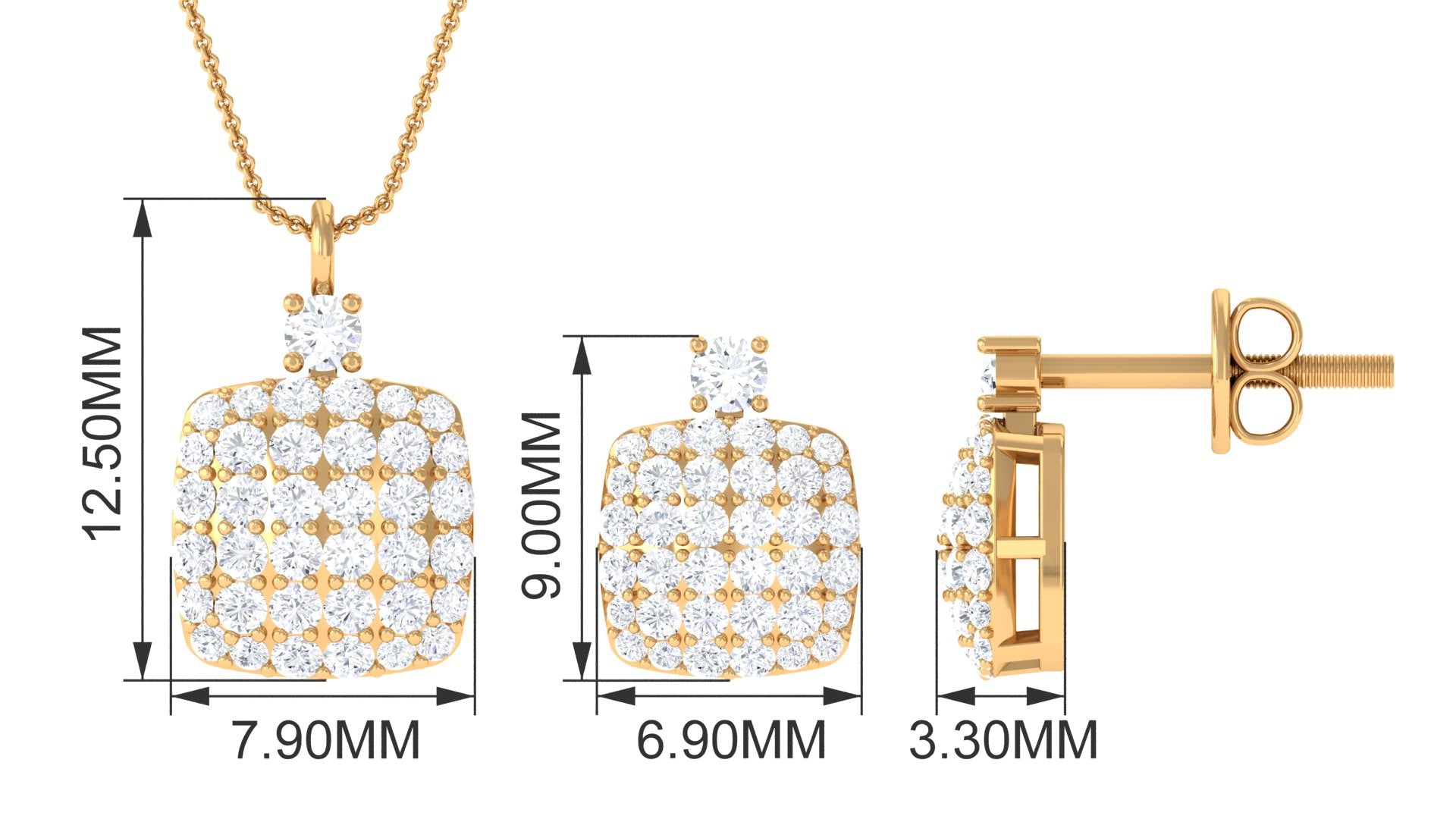 Rosec Jewels-Certified Lab Grown Diamond Bridal Necklace Earring Set