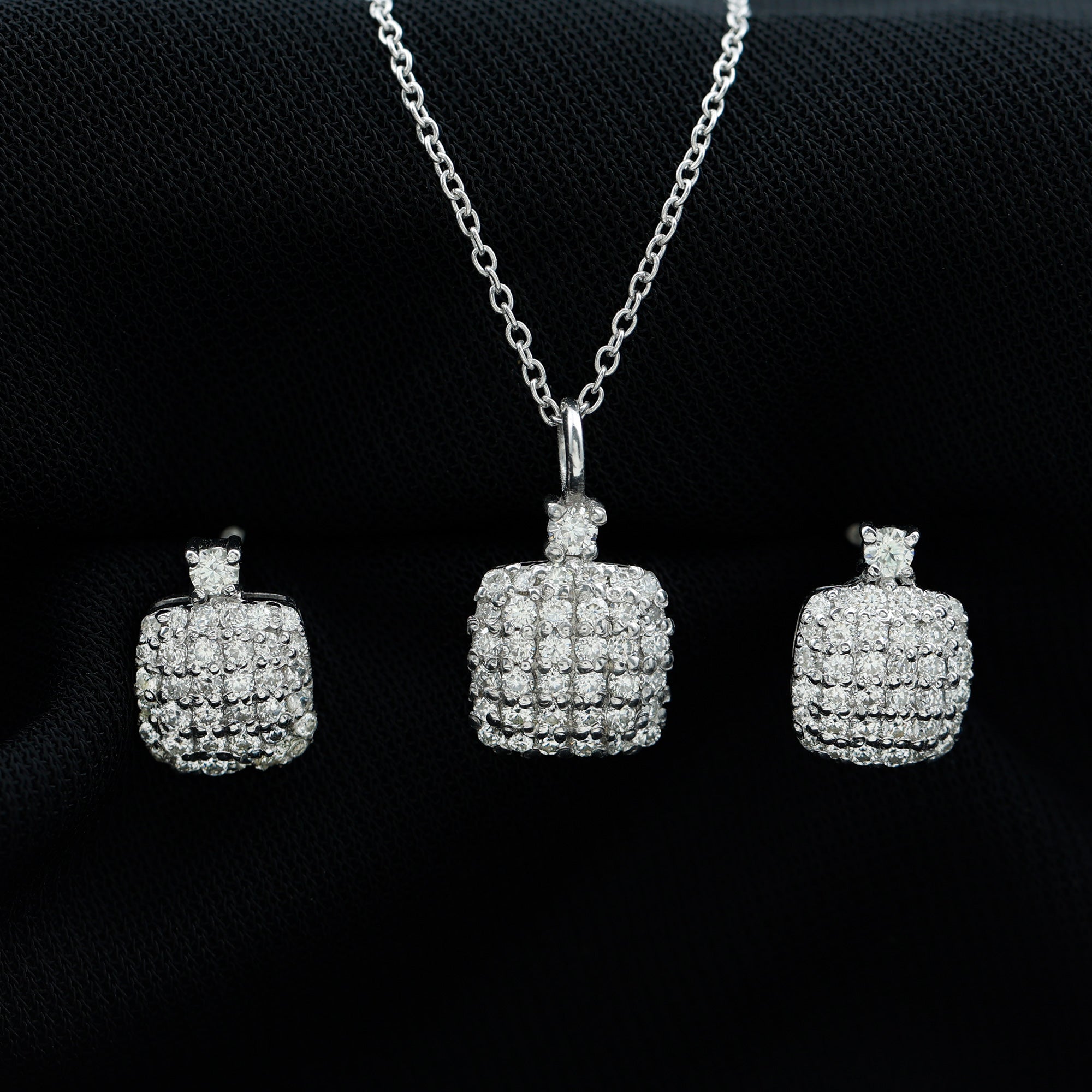 Certified Lab Grown Diamond Bridal Necklace Earring Set Lab - ( EF-VS ) - Rosec Jewels