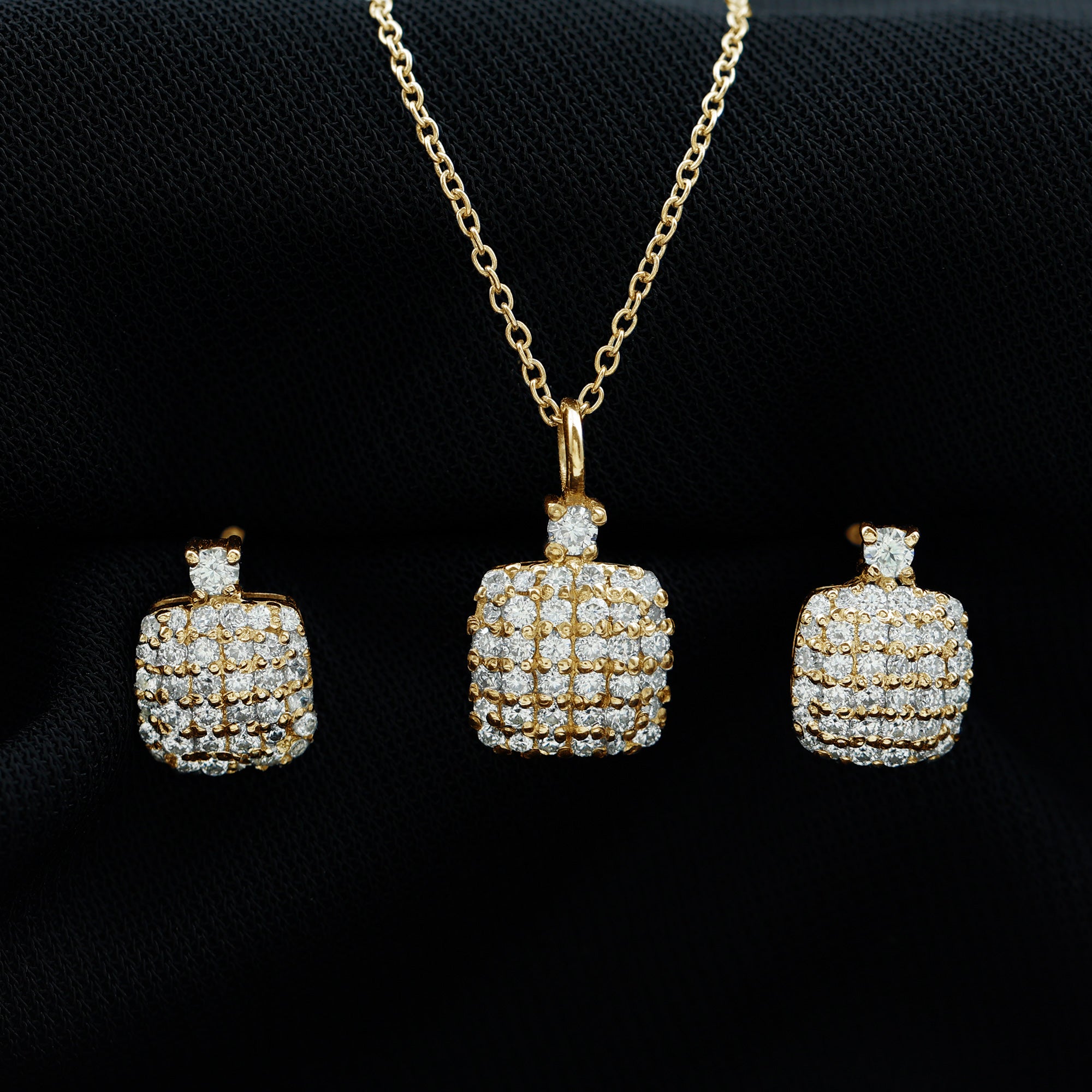 Certified Lab Grown Diamond Bridal Necklace Earring Set Lab - ( EF-VS ) - Rosec Jewels