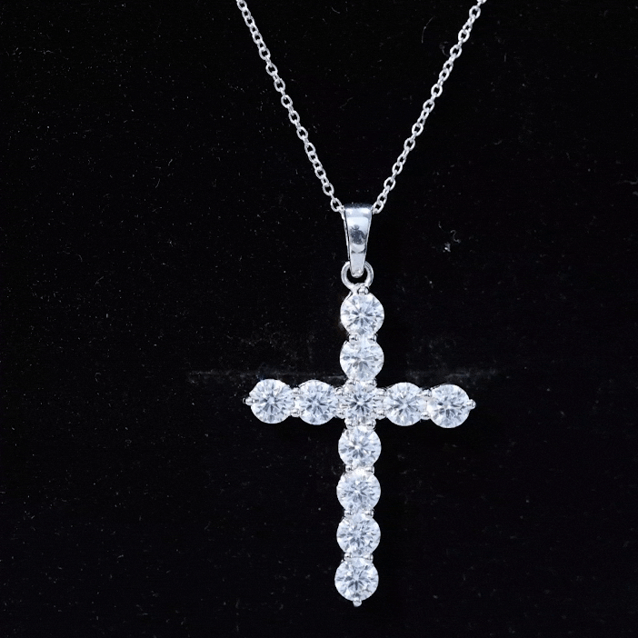 Lab Grown Diamond Catholic Cross Necklace for Women Lab - ( EF-VS ) - Rosec Jewels