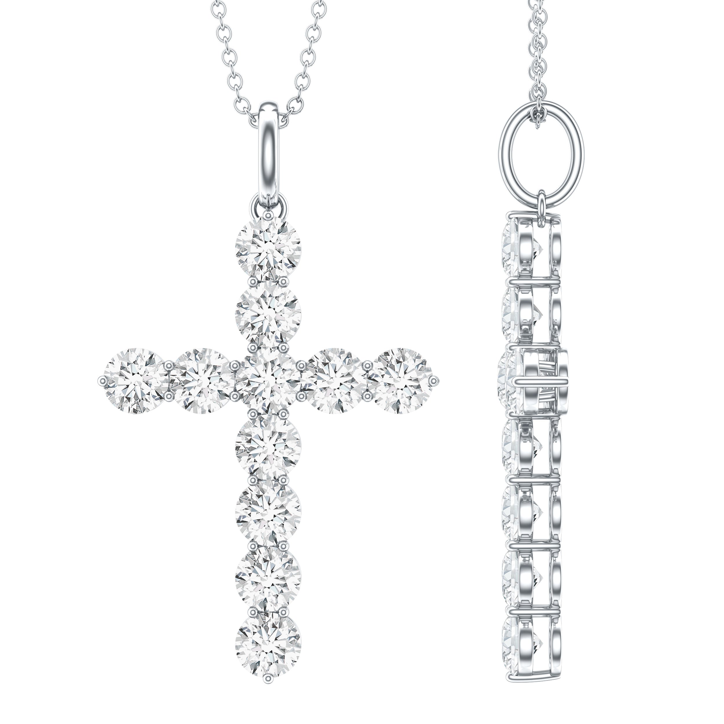 Lab Grown Diamond Catholic Cross Necklace for Women Lab - ( EF-VS ) - Rosec Jewels