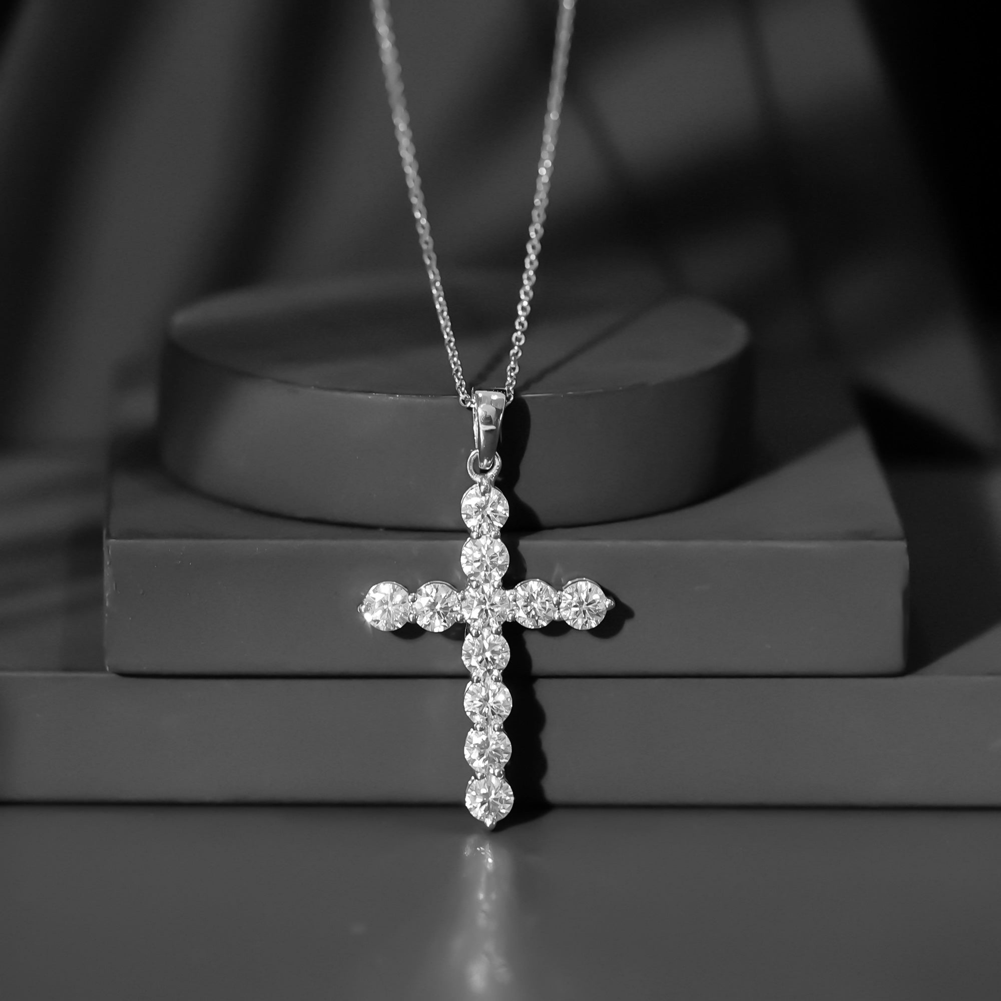 Lab Grown Diamond Catholic Cross Necklace for Women Lab - ( EF-VS ) - Rosec Jewels