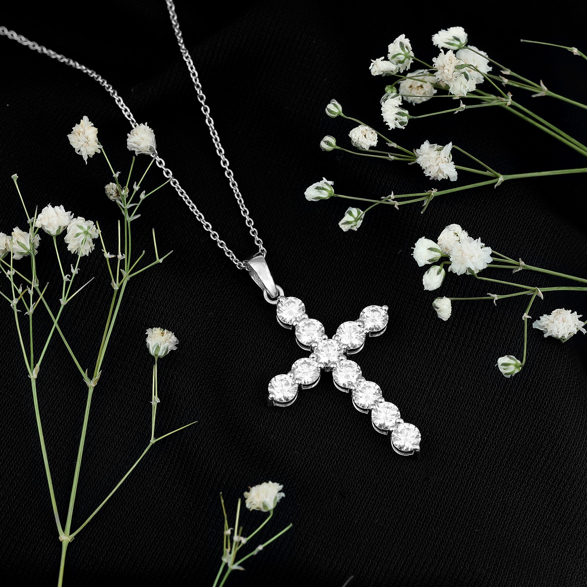 Lab Grown Diamond Catholic Cross Necklace for Women Lab - ( EF-VS ) - Rosec Jewels