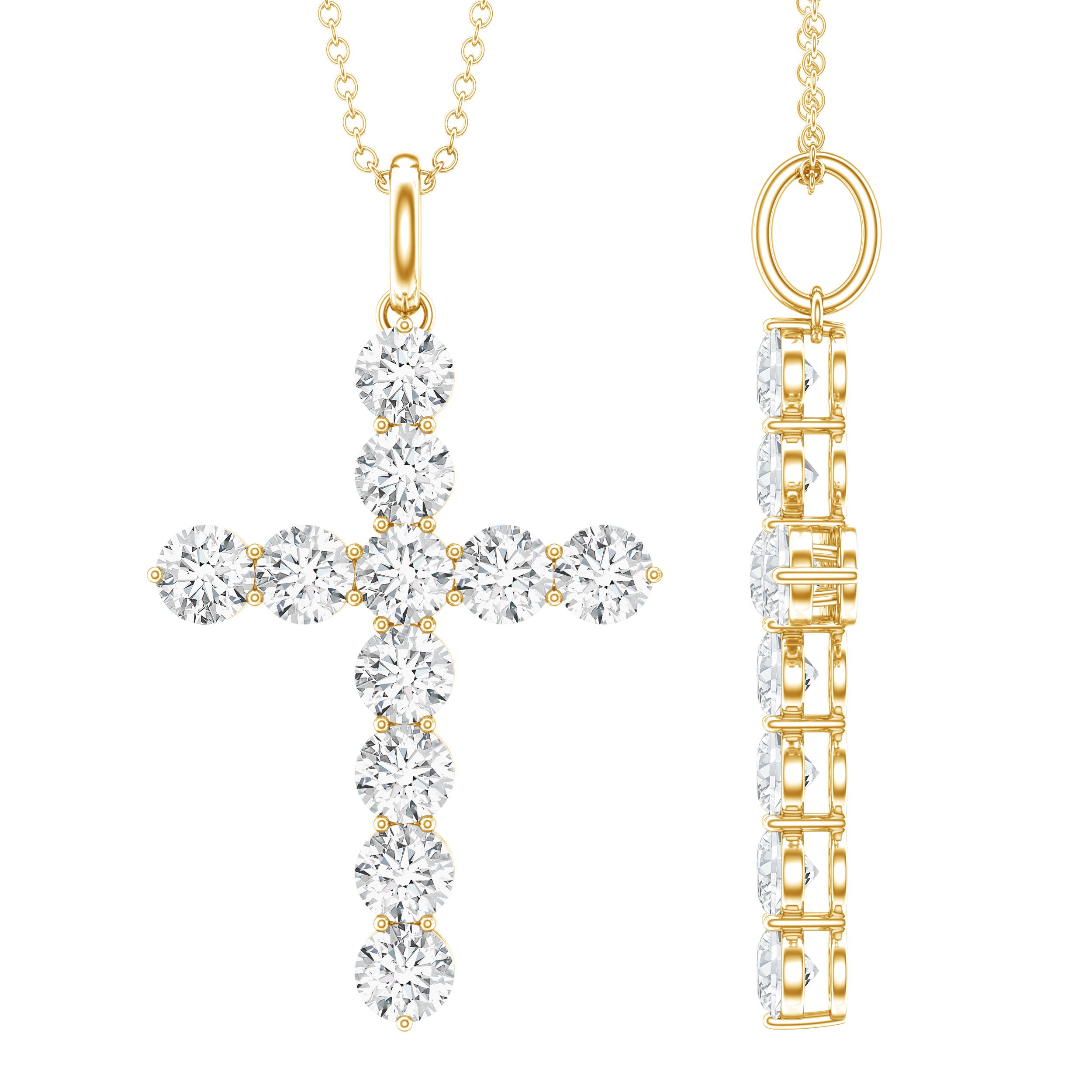 Lab Grown Diamond Catholic Cross Necklace for Women Lab - ( EF-VS ) - Rosec Jewels