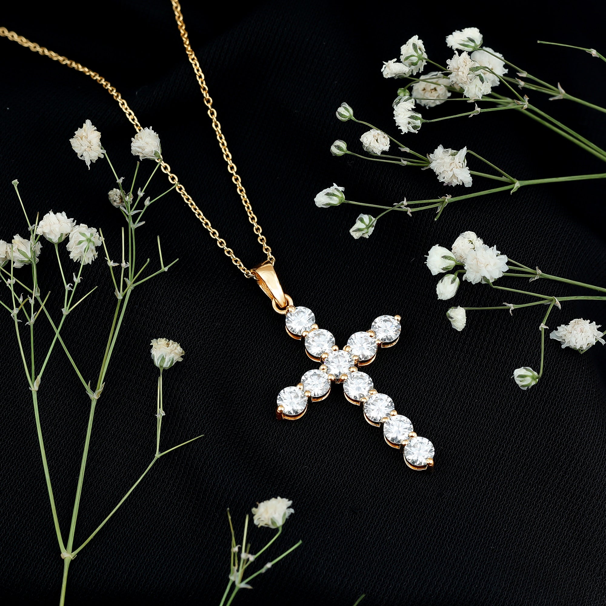 Lab Grown Diamond Catholic Cross Necklace for Women Lab - ( EF-VS ) - Rosec Jewels