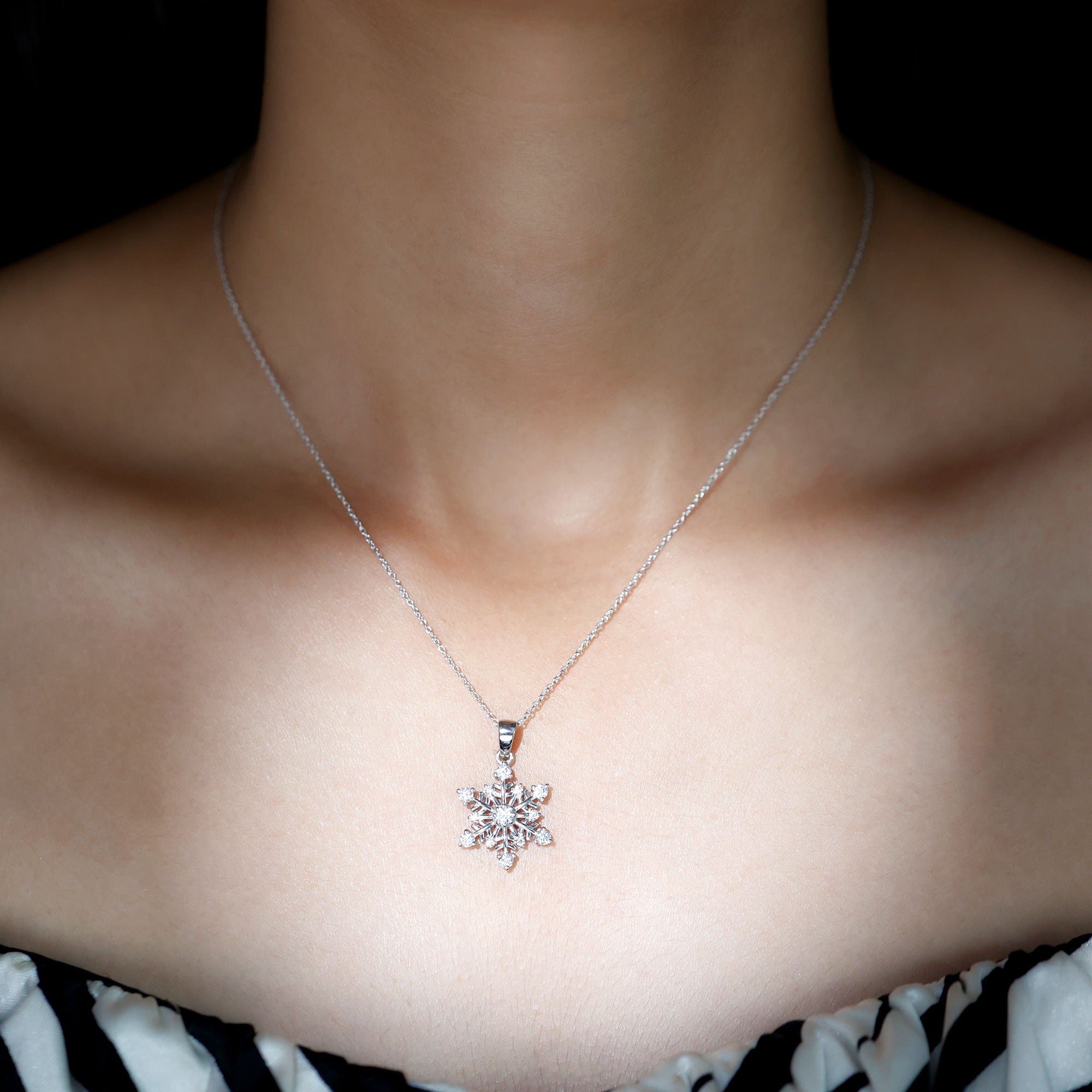 Rosec Jewels-Lab Grown Diamond Snowflake Winter Necklace for Her
