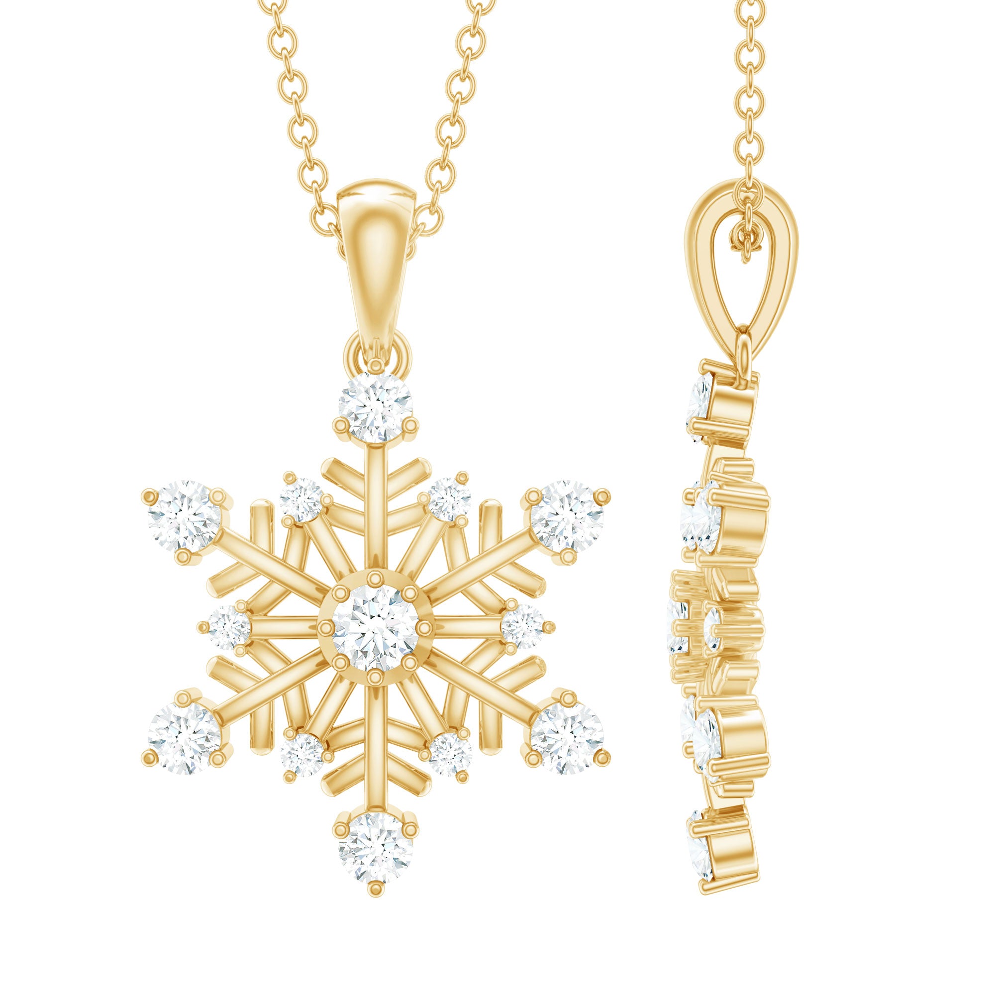 Rosec Jewels-Lab Grown Diamond Snowflake Winter Necklace for Her