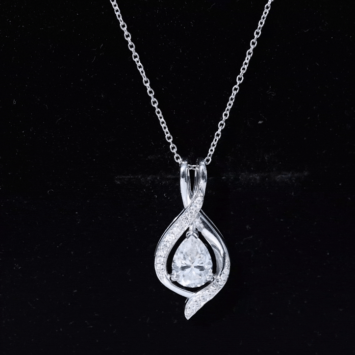 Lab Grown Diamond Teardrop Bridal Wedding Necklace Lab - ( EF-VS ) - Rosec Jewels