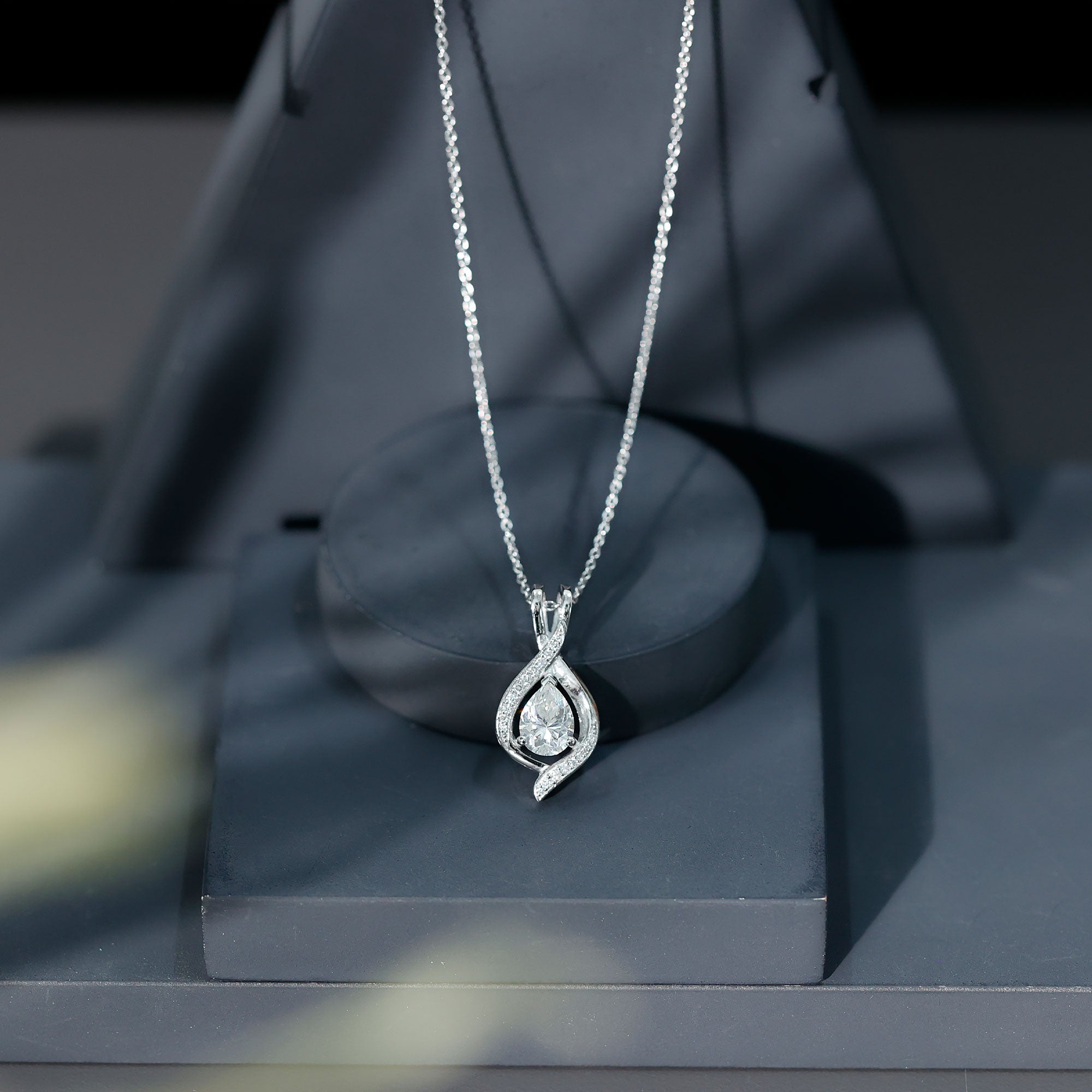 Lab Grown Diamond Teardrop Bridal Wedding Necklace Lab - ( EF-VS ) - Rosec Jewels