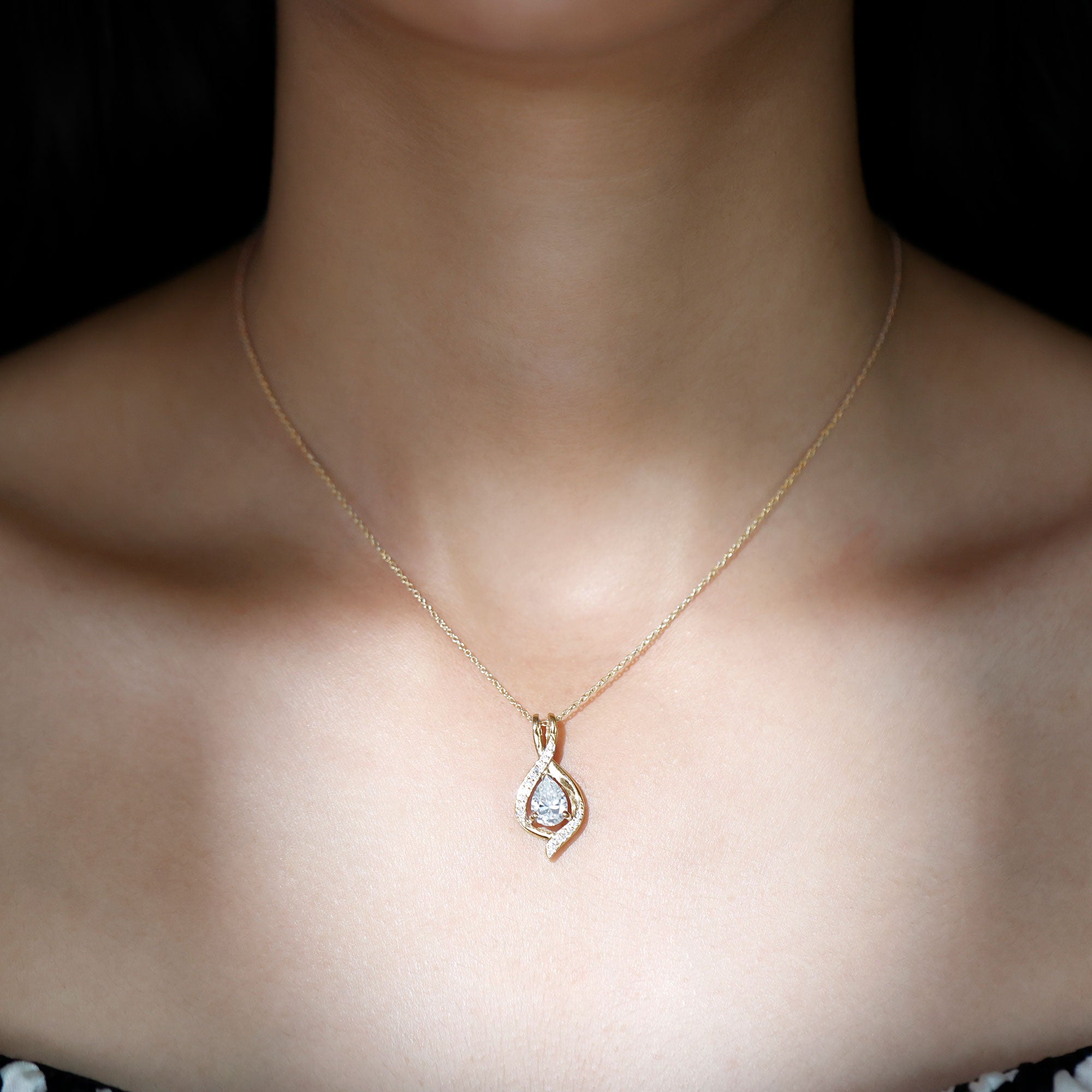 Lab Grown Diamond Teardrop Bridal Wedding Necklace Lab - ( EF-VS ) - Rosec Jewels