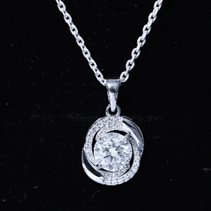 Certified 2 Ct Moissanite Swirl Necklace with Silver Chain D-VS1 92.5 Sterling Silver - Rosec Jewels
