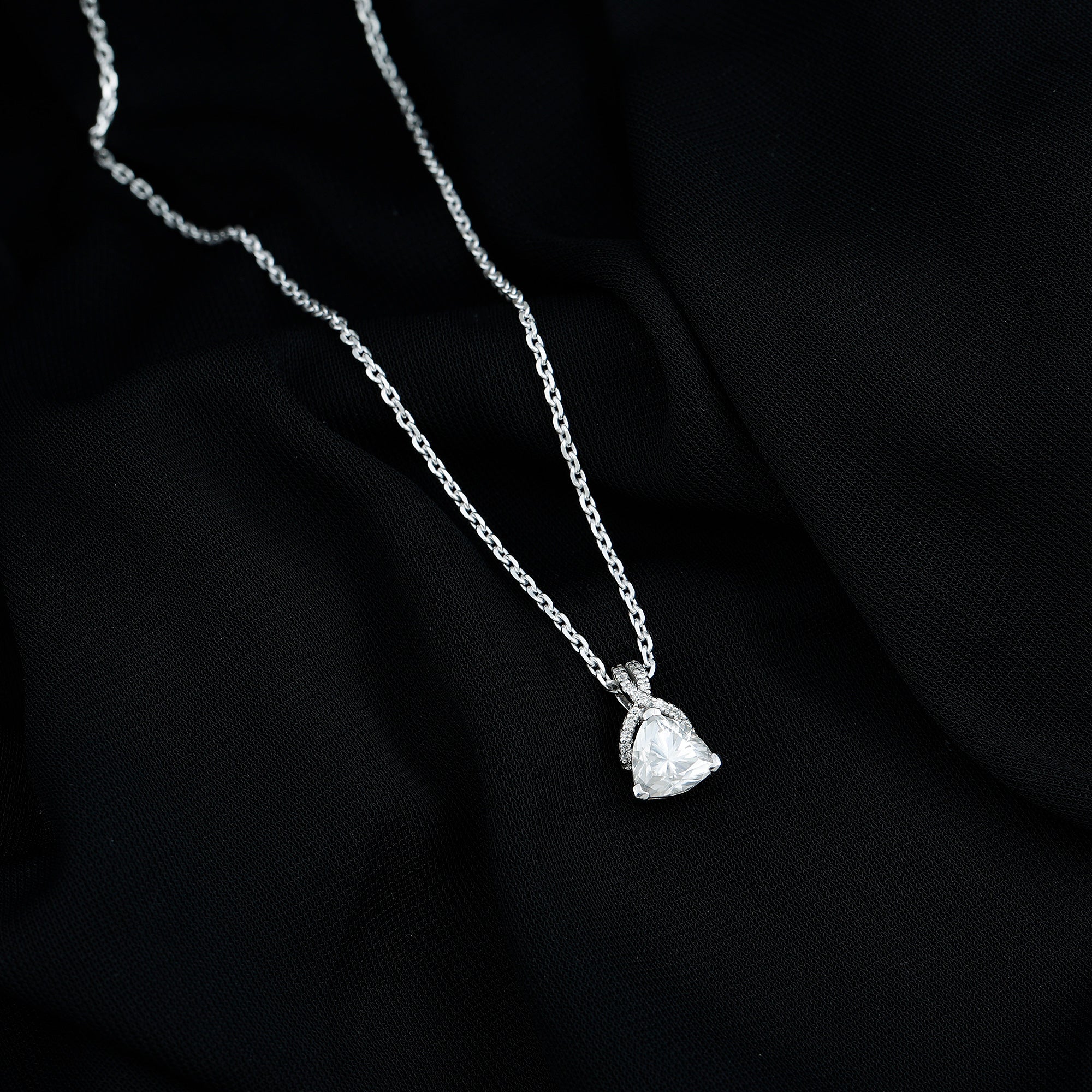Trilliant Cut 1.6 CT Moissanite Designer Necklace with Silver Chain D-VS1 92.5 Sterling Silver - Rosec Jewels