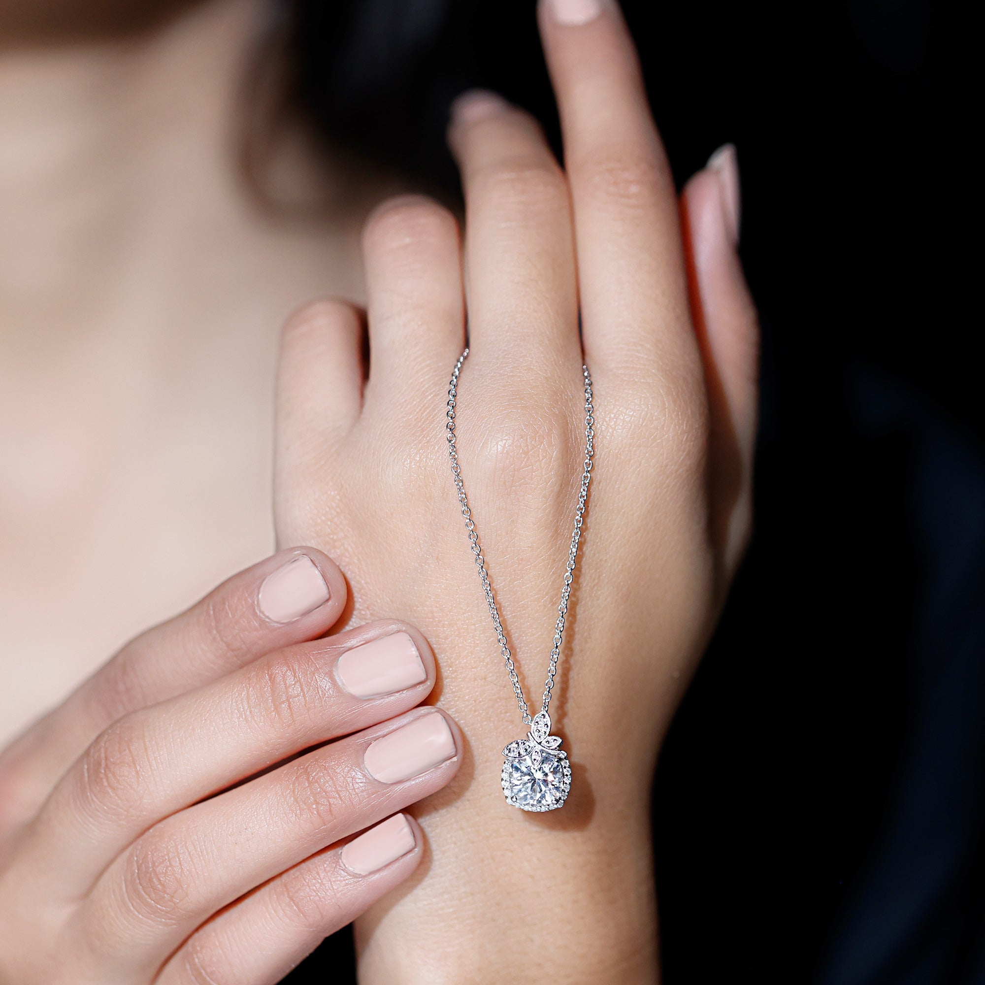 Certified 3 Carat Moissanite Designer Necklace with Silver Chain D-VS1 92.5 Sterling Silver - Rosec Jewels