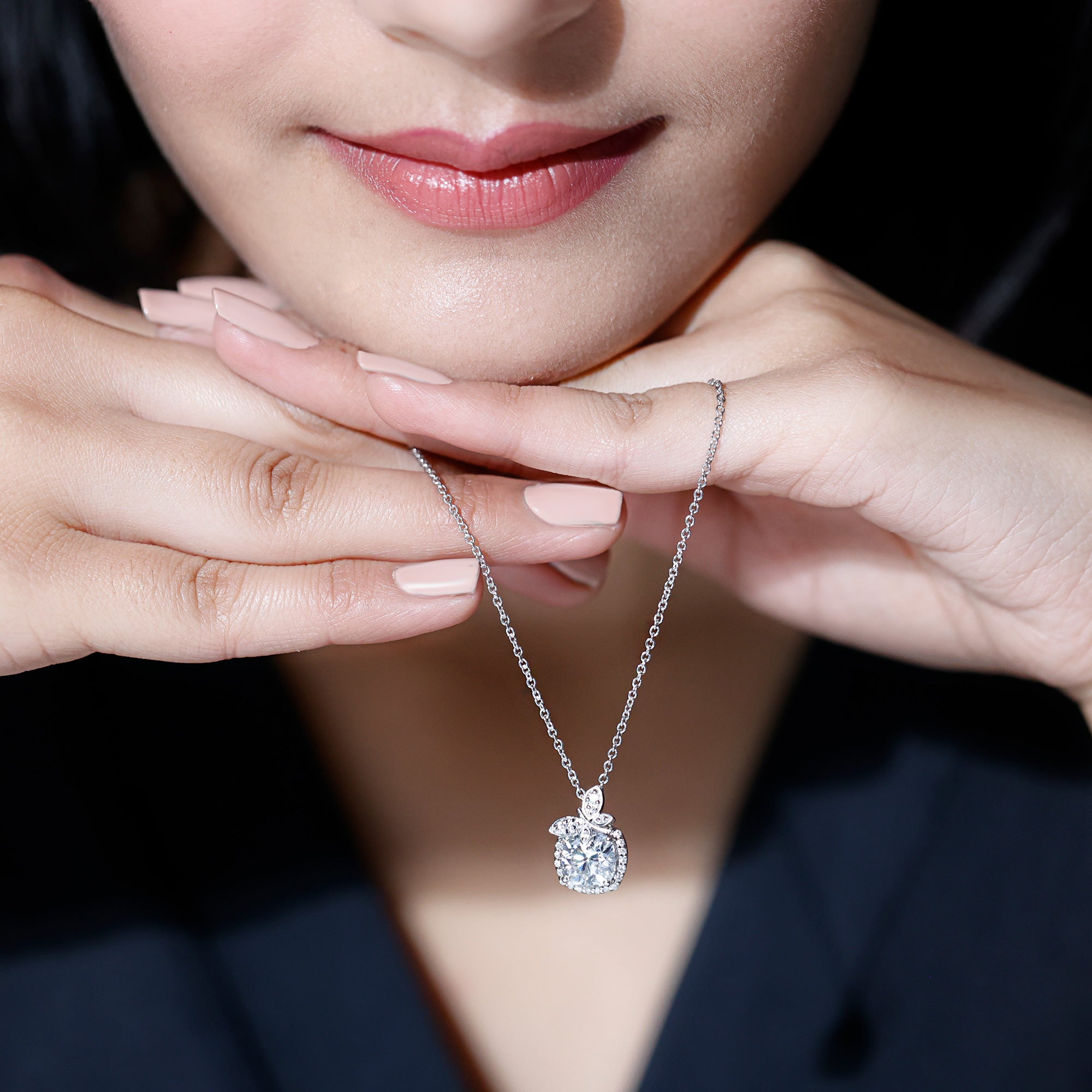 Certified 3 Carat Moissanite Designer Necklace with Silver Chain D-VS1 92.5 Sterling Silver - Rosec Jewels