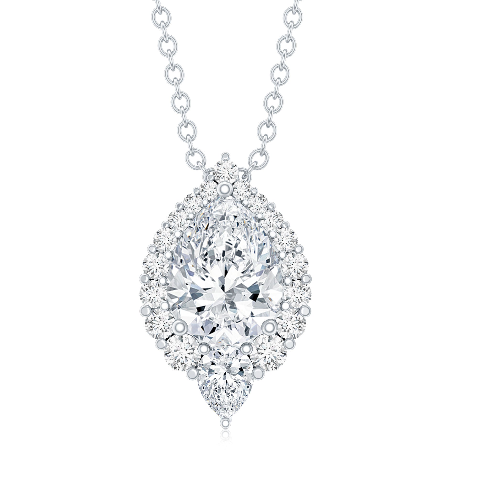 Certified 1.3 Carat Moissanite Teardrop Necklace for Wedding D-VS1 92.5 Sterling Silver - Rosec Jewels