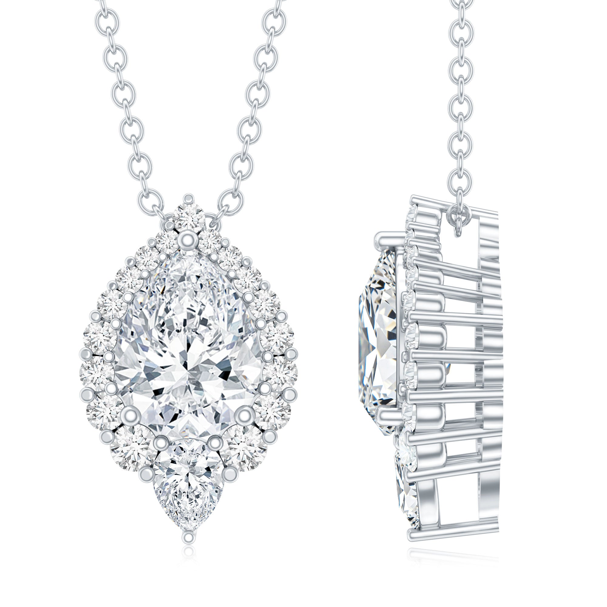 Certified 1.3 Carat Moissanite Teardrop Necklace for Wedding D-VS1 92.5 Sterling Silver - Rosec Jewels
