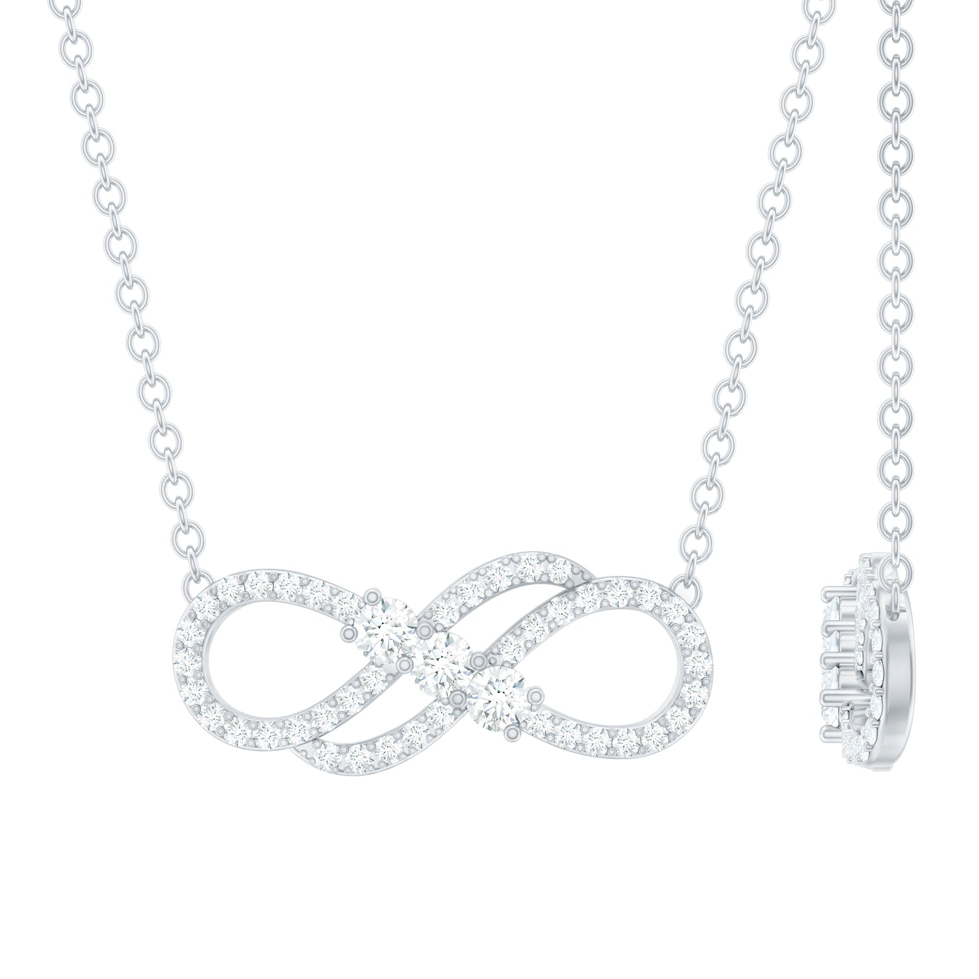 Certified Moissanite Infinity Symbol Necklace for Women D-VS1 92.5 Sterling Silver - Rosec Jewels