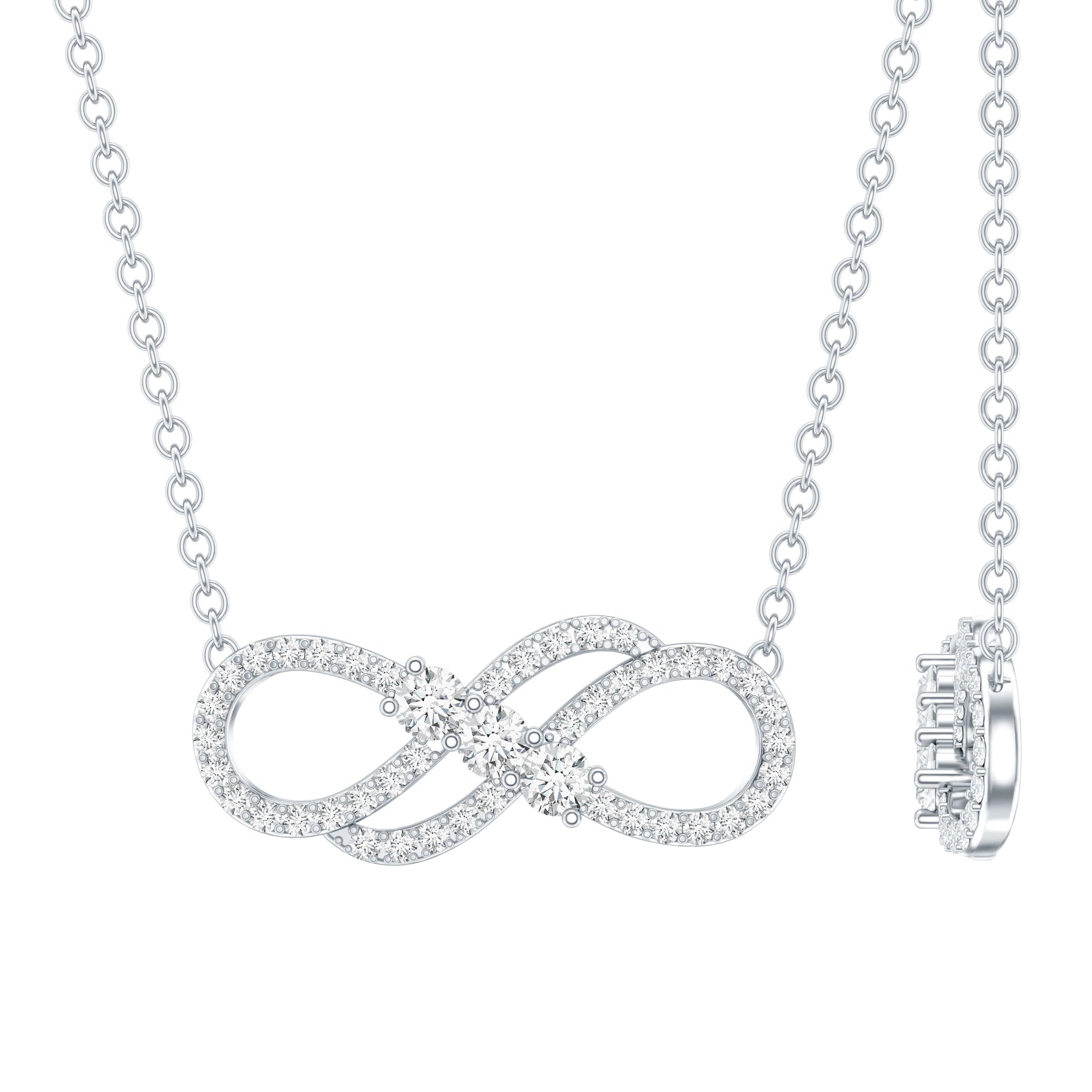 Certified Moissanite Infinity Symbol Necklace for Women D-VS1 92.5 Sterling Silver - Rosec Jewels