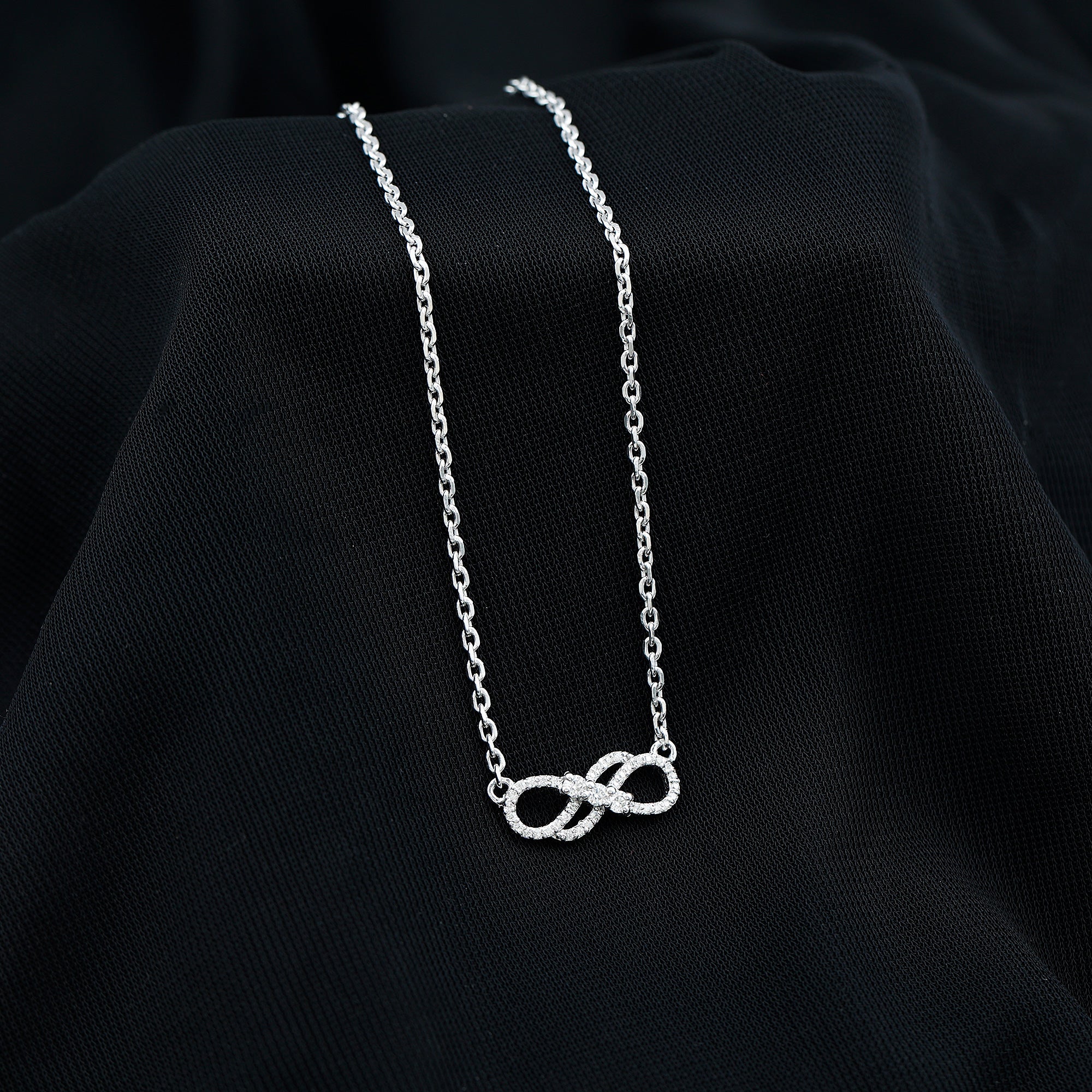 Certified Moissanite Infinity Symbol Necklace for Women D-VS1 92.5 Sterling Silver - Rosec Jewels