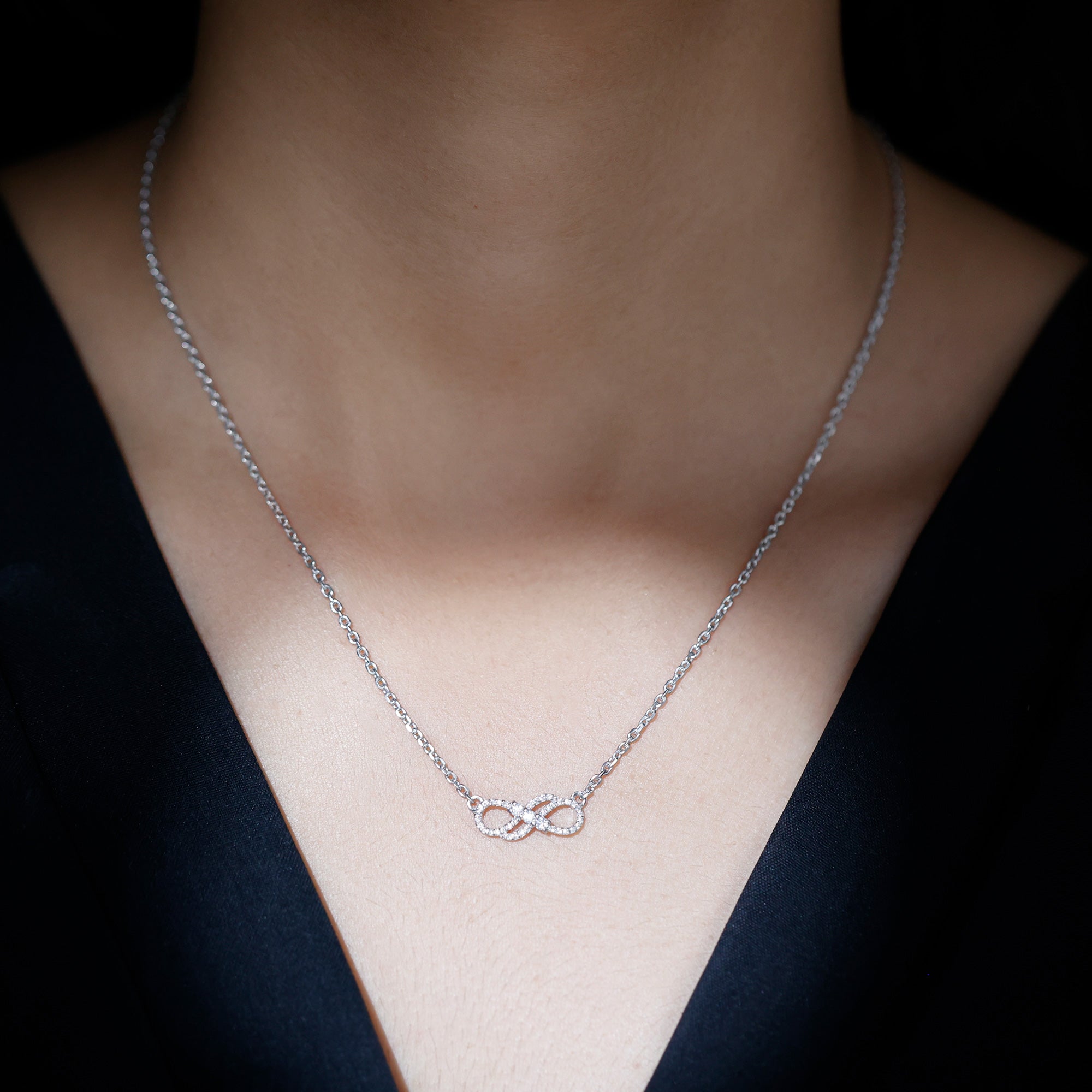 Certified Moissanite Infinity Symbol Necklace for Women D-VS1 92.5 Sterling Silver - Rosec Jewels