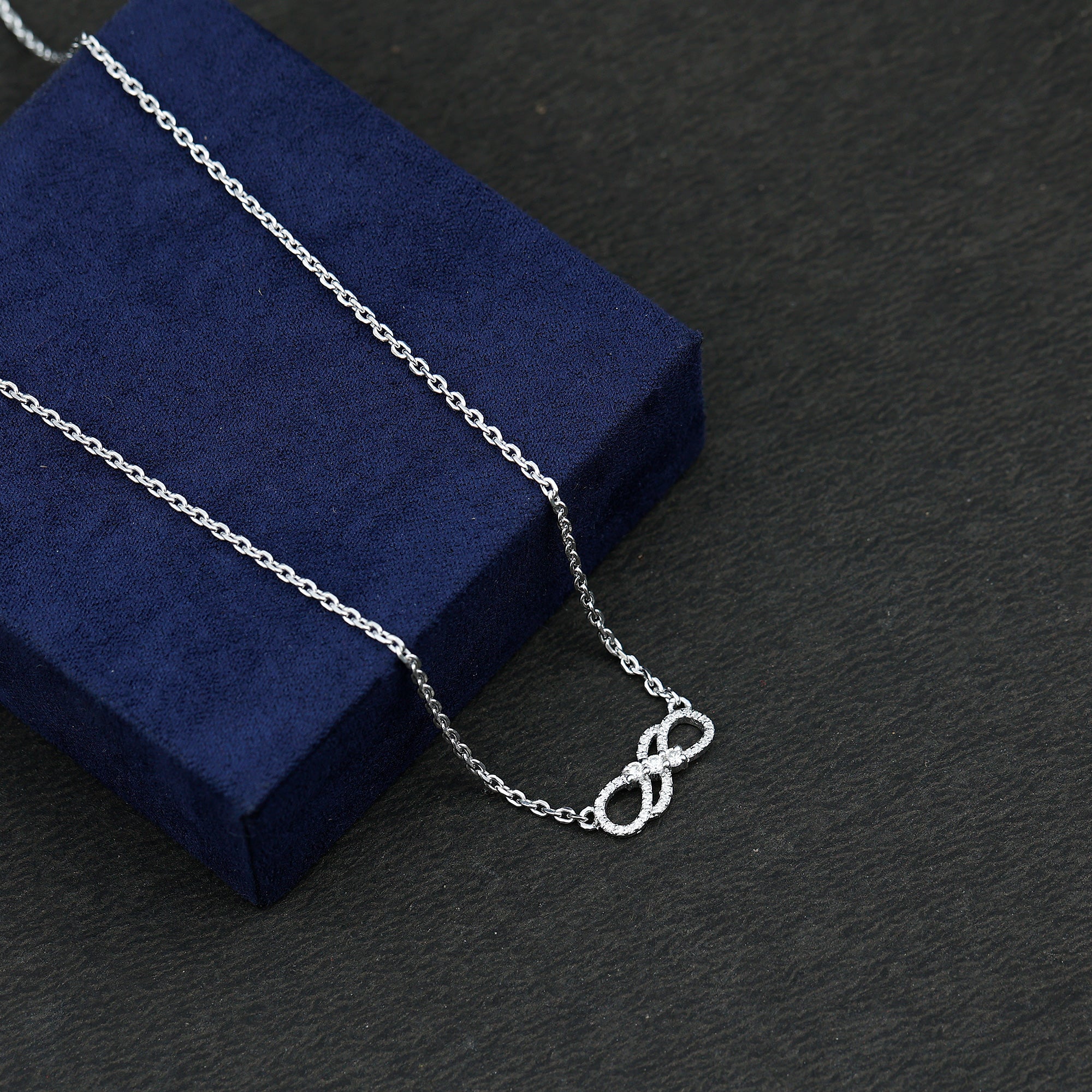 Certified Moissanite Infinity Symbol Necklace for Women D-VS1 92.5 Sterling Silver - Rosec Jewels