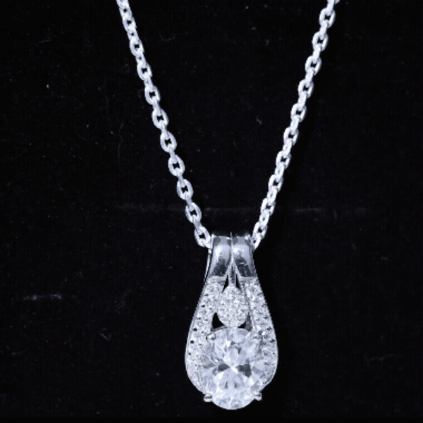 Certified 2 Carat Oval Moissanite Teardrop Pendant for Wedding D-VS1 92.5 Sterling Silver - Rosec Jewels