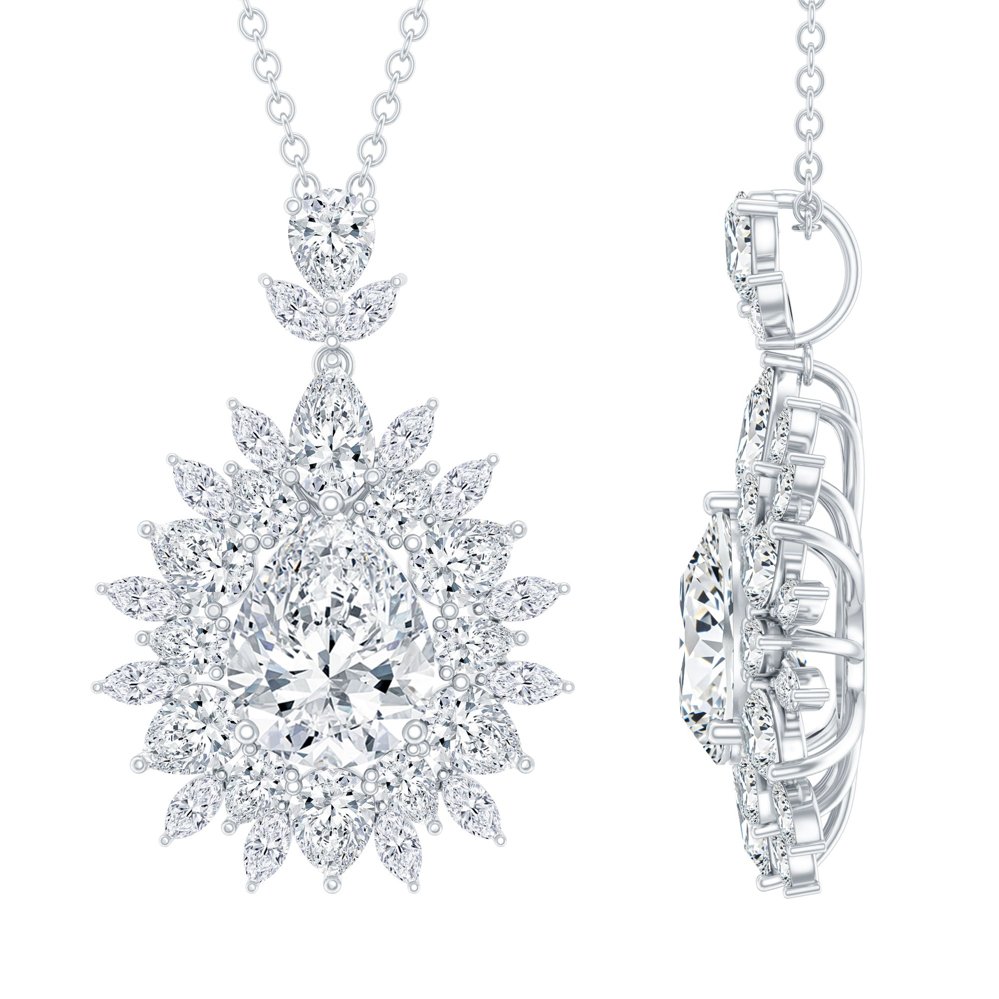 Moissanite Designer Pendant Necklace With Silver Chain D-VS1 92.5 Sterling Silver - Rosec Jewels
