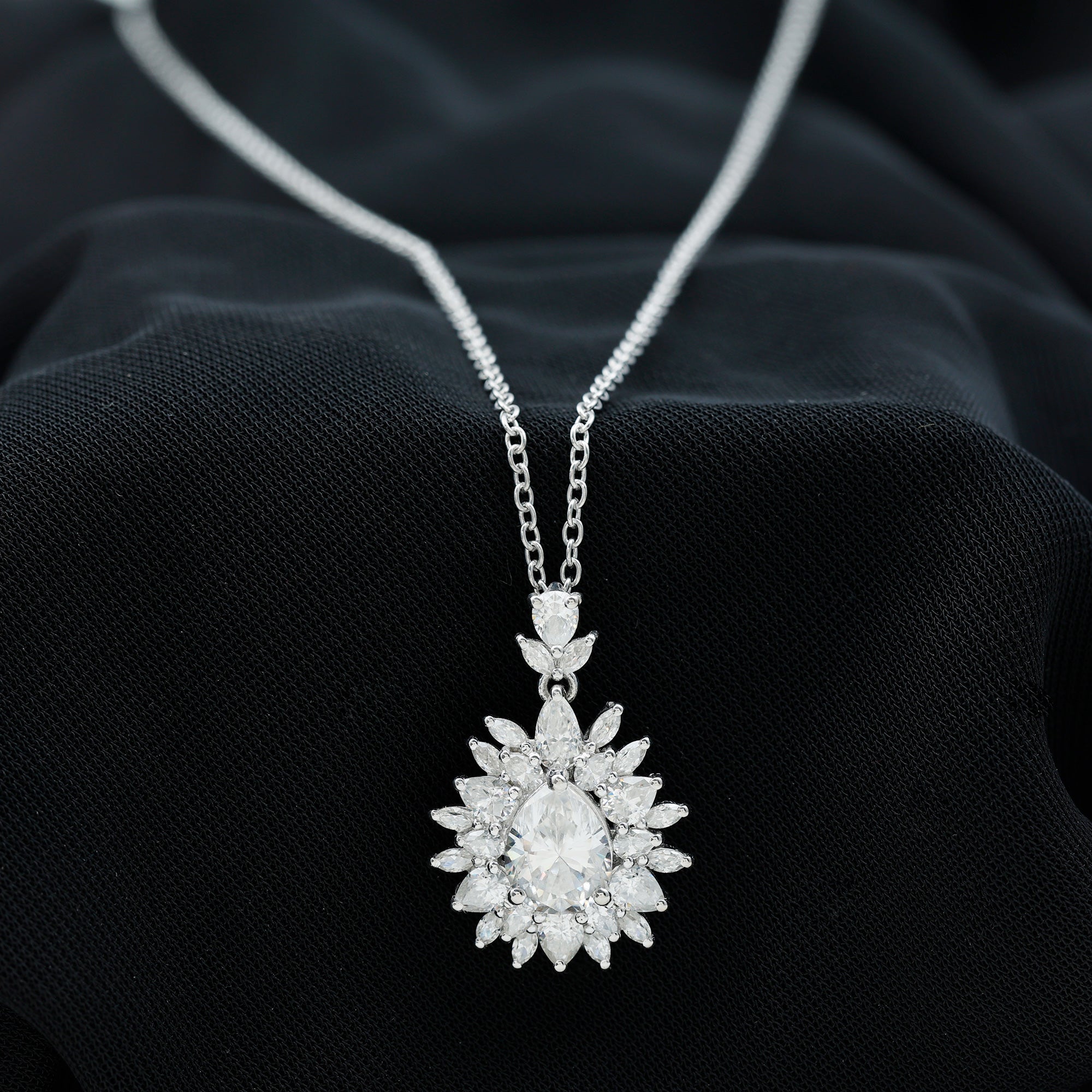 Moissanite Designer Pendant Necklace With Silver Chain D-VS1 92.5 Sterling Silver - Rosec Jewels
