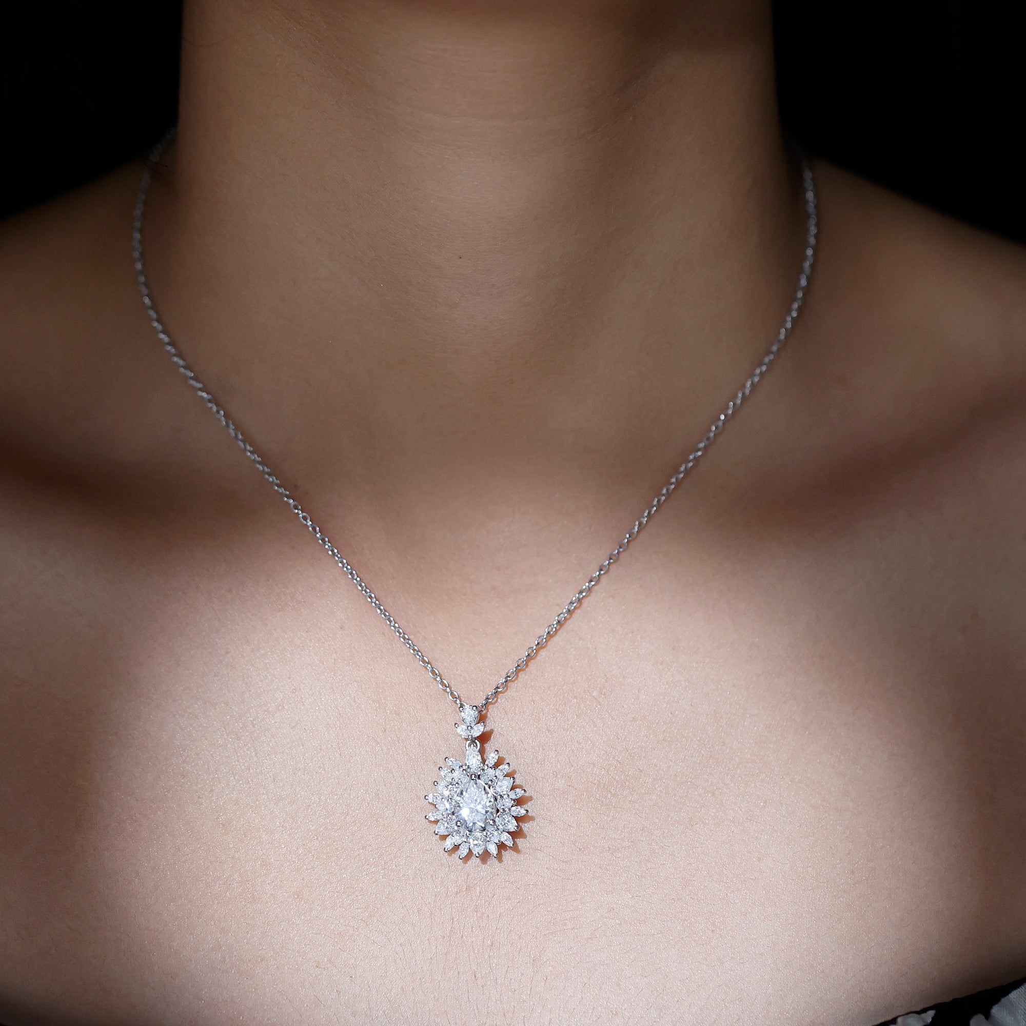 Moissanite Designer Pendant Necklace With Silver Chain D-VS1 92.5 Sterling Silver - Rosec Jewels