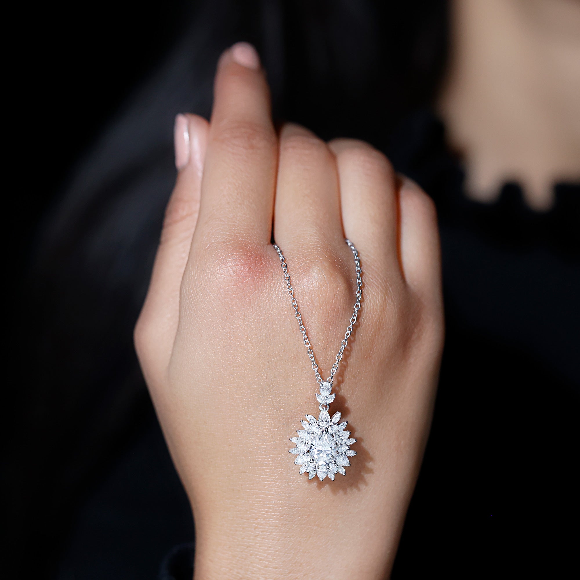 Moissanite Designer Pendant Necklace With Silver Chain D-VS1 92.5 Sterling Silver - Rosec Jewels