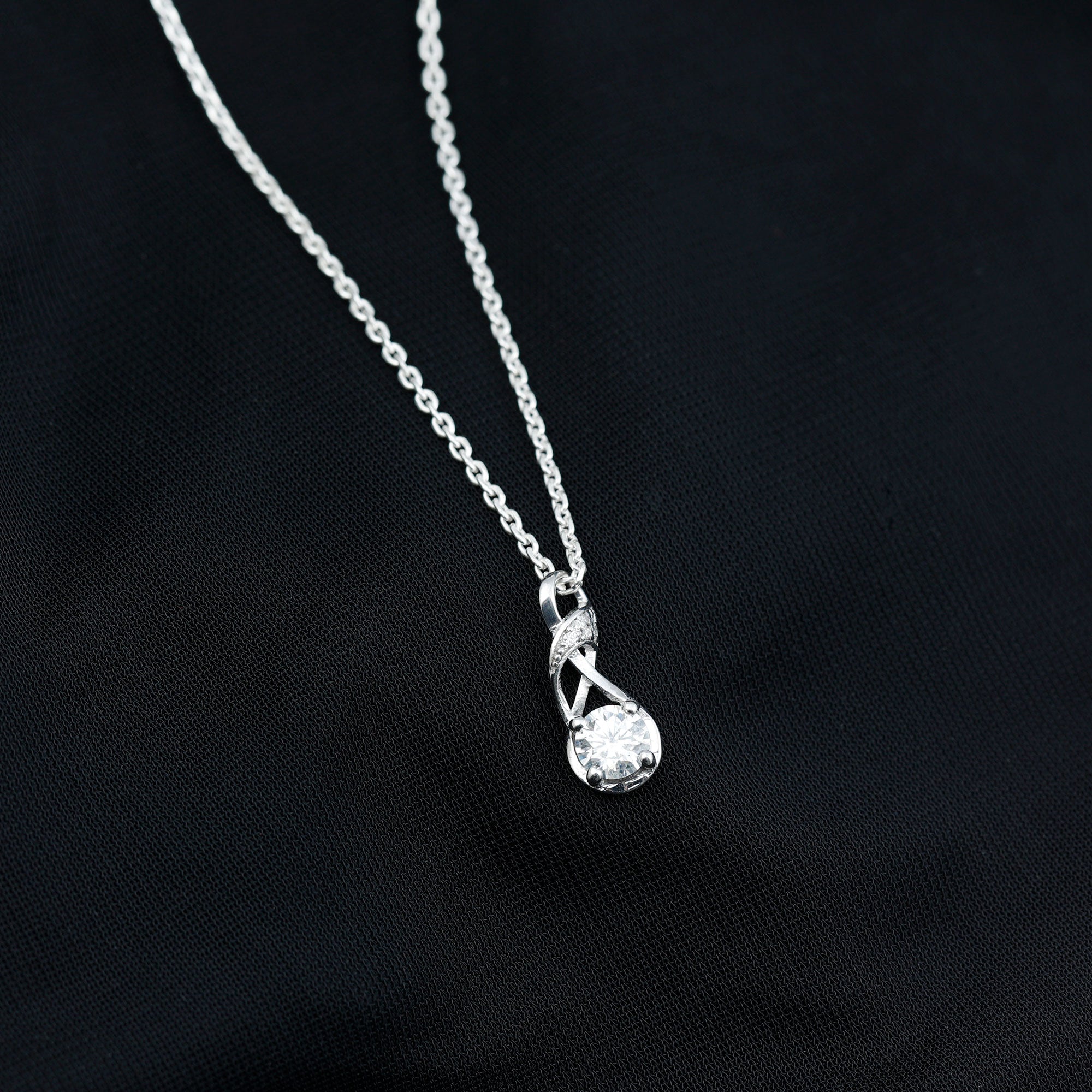 Certified Moissanite Infinity Necklace with Chain D-VS1 92.5 Sterling Silver - Rosec Jewels