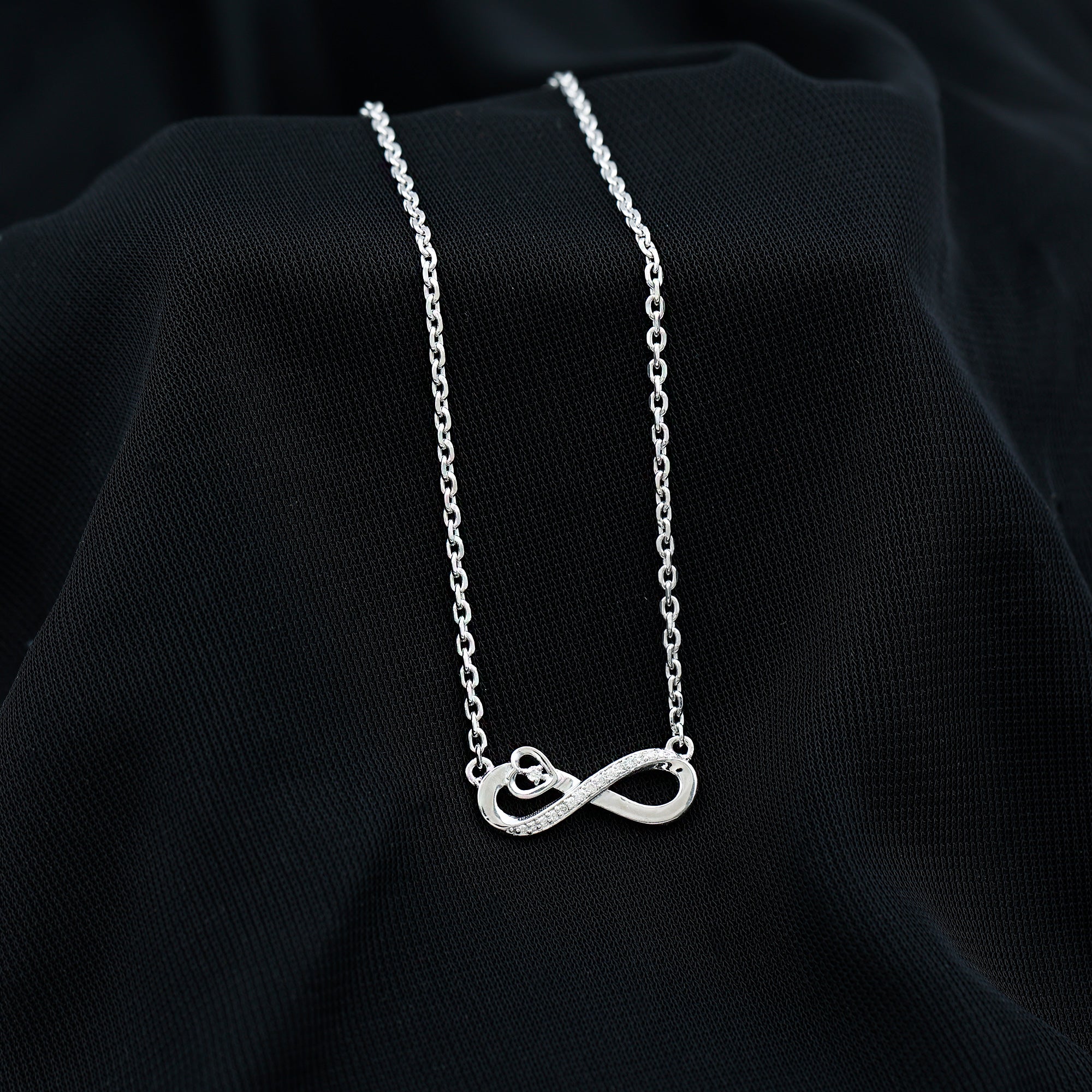 Minimalist Moissanite Infinity Heart Necklace in 14K Gold Plated Silver D-VS1 92.5 Sterling Silver - Rosec Jewels