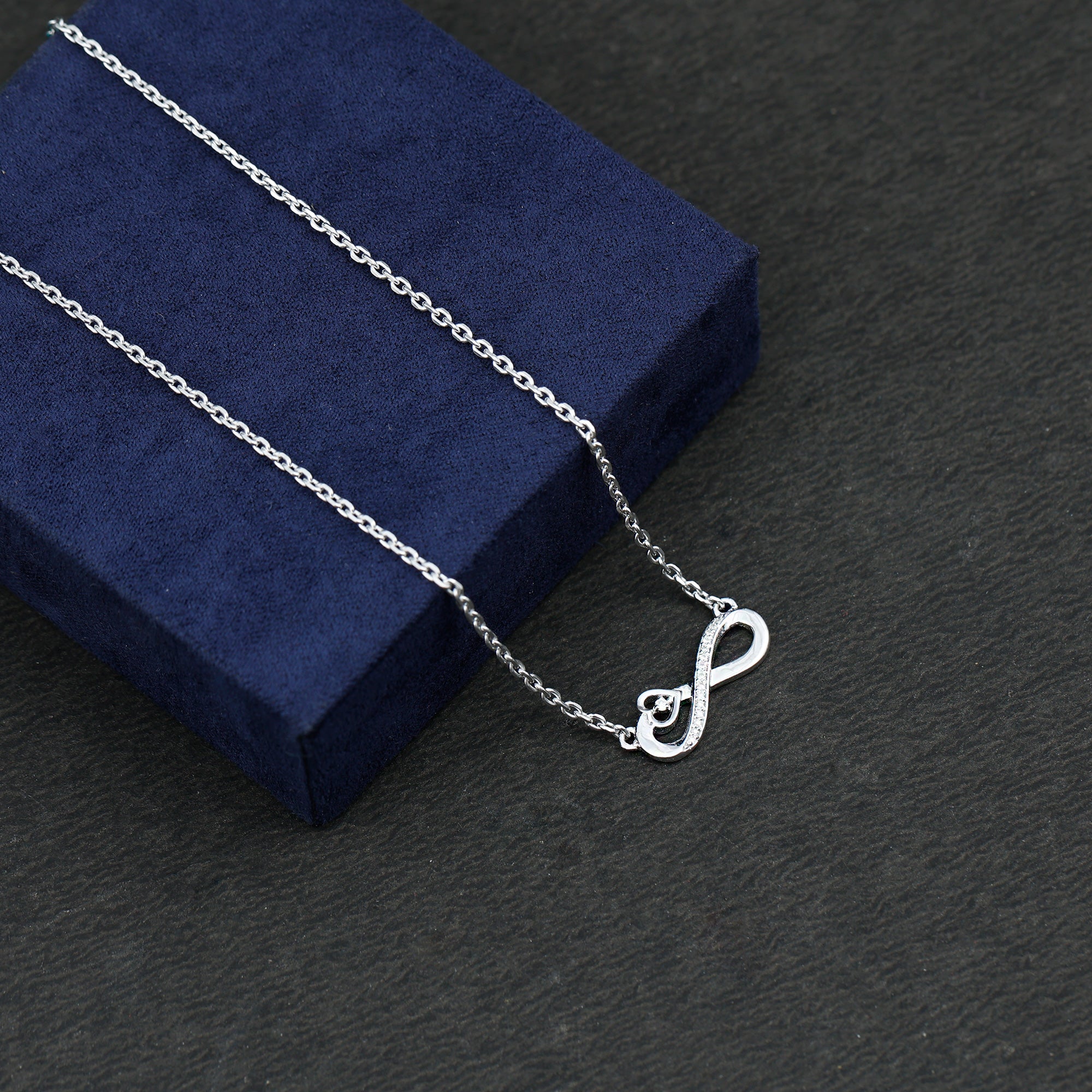 Minimalist Moissanite Infinity Heart Necklace in 14K Gold Plated Silver D-VS1 92.5 Sterling Silver - Rosec Jewels