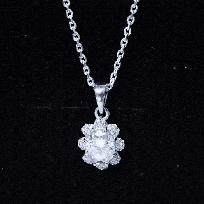2 Carat Flower Inspired Moissanite Oval Necklace with Silver Chain D-VS1 92.5 Sterling Silver - Rosec Jewels