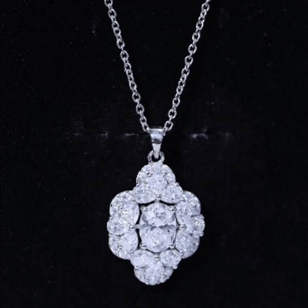 Certified Moissanite Flower Necklace for Wedding D-VS1 92.5 Sterling Silver - Rosec Jewels