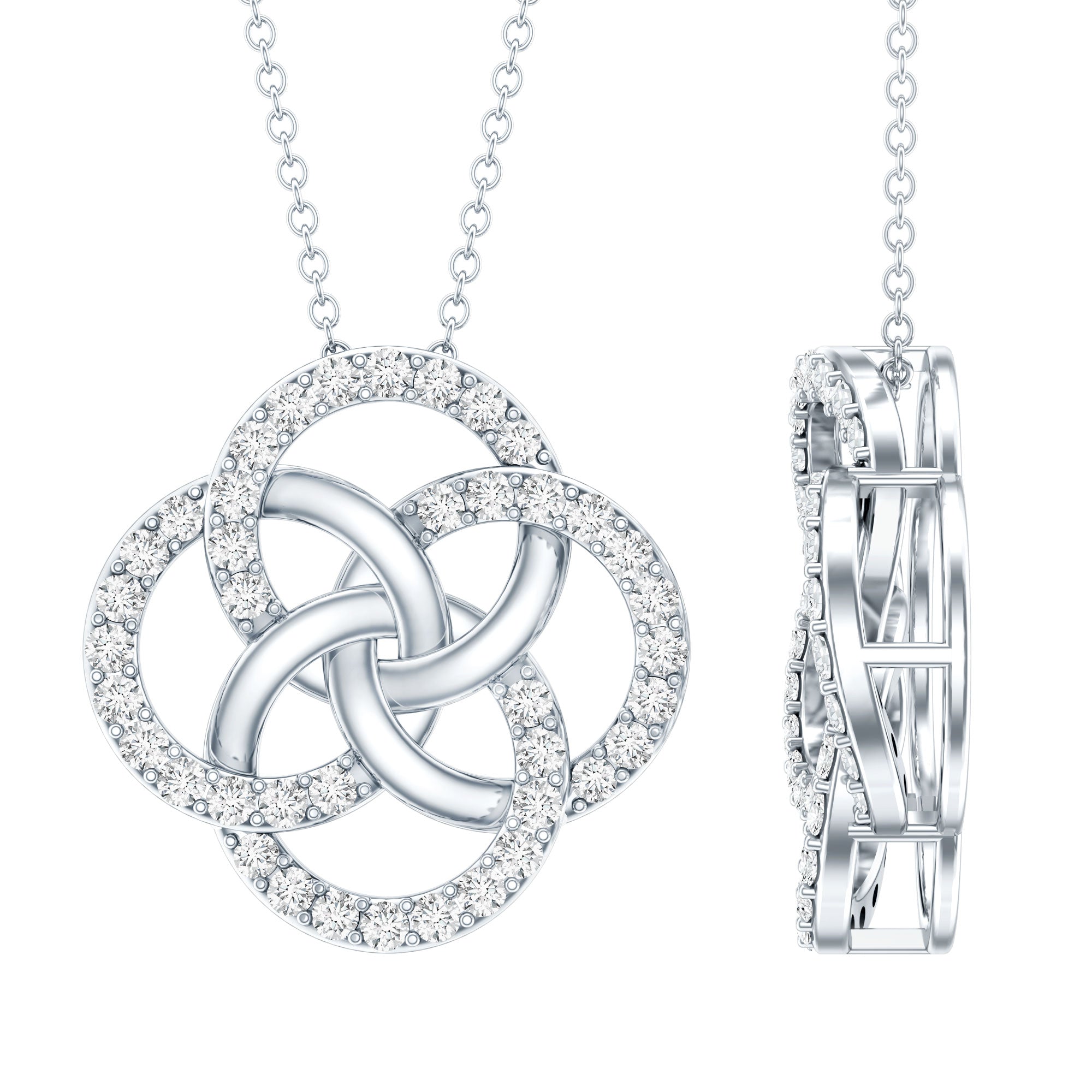 Sterling Silver Moissanite Interlocking Circle Necklace for Women D-VS1 92.5 Sterling Silver - Rosec Jewels