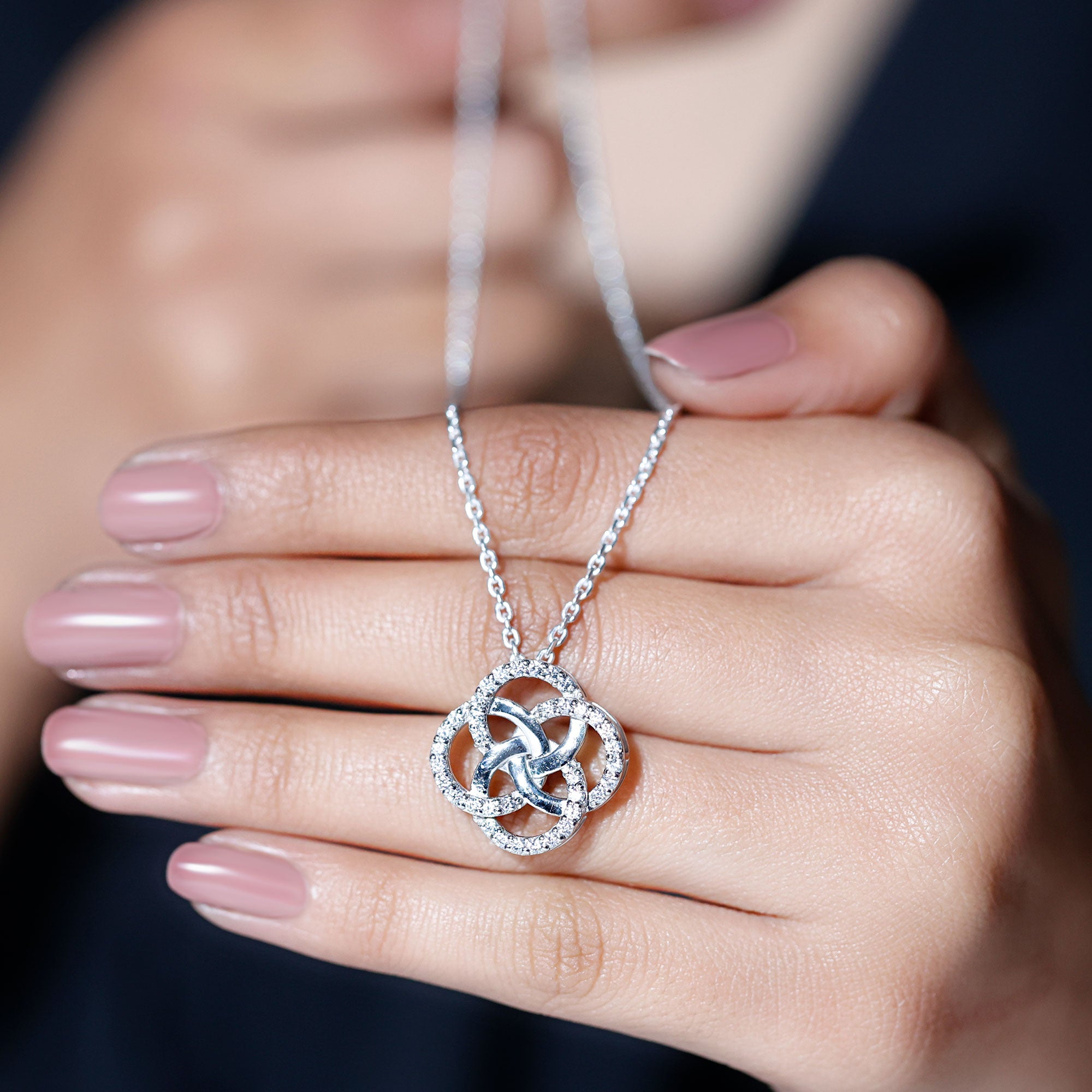 Sterling Silver Moissanite Interlocking Circle Necklace for Women D-VS1 92.5 Sterling Silver - Rosec Jewels
