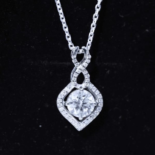 2.62 Carat Moissanite Wedding Necklace for Bride with Silver Chain D-VS1 92.5 Sterling Silver - Rosec Jewels