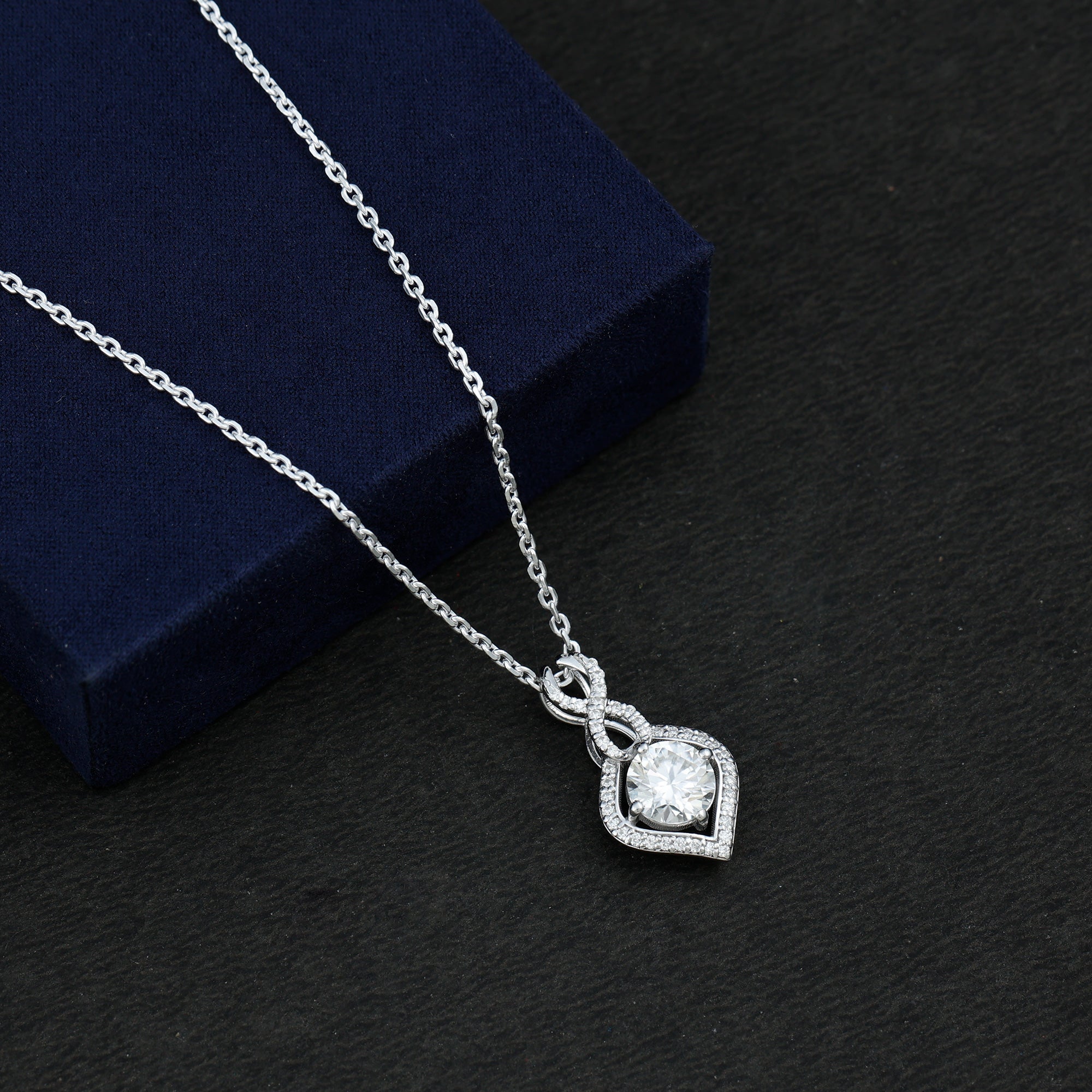 2.62 Carat Moissanite Wedding Necklace for Bride with Silver Chain D-VS1 92.5 Sterling Silver - Rosec Jewels