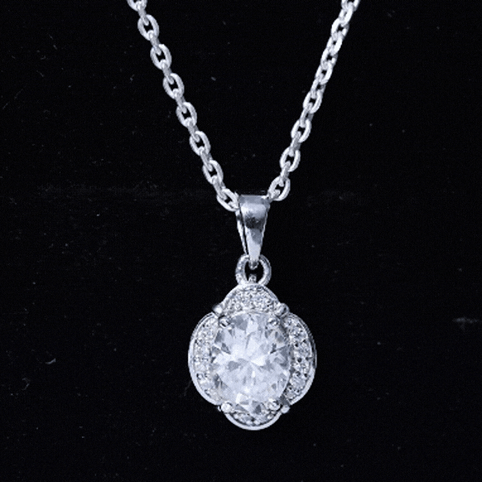 Moissanite Art Deco Necklace with Silver Chain D-VS1 92.5 Sterling Silver - Rosec Jewels