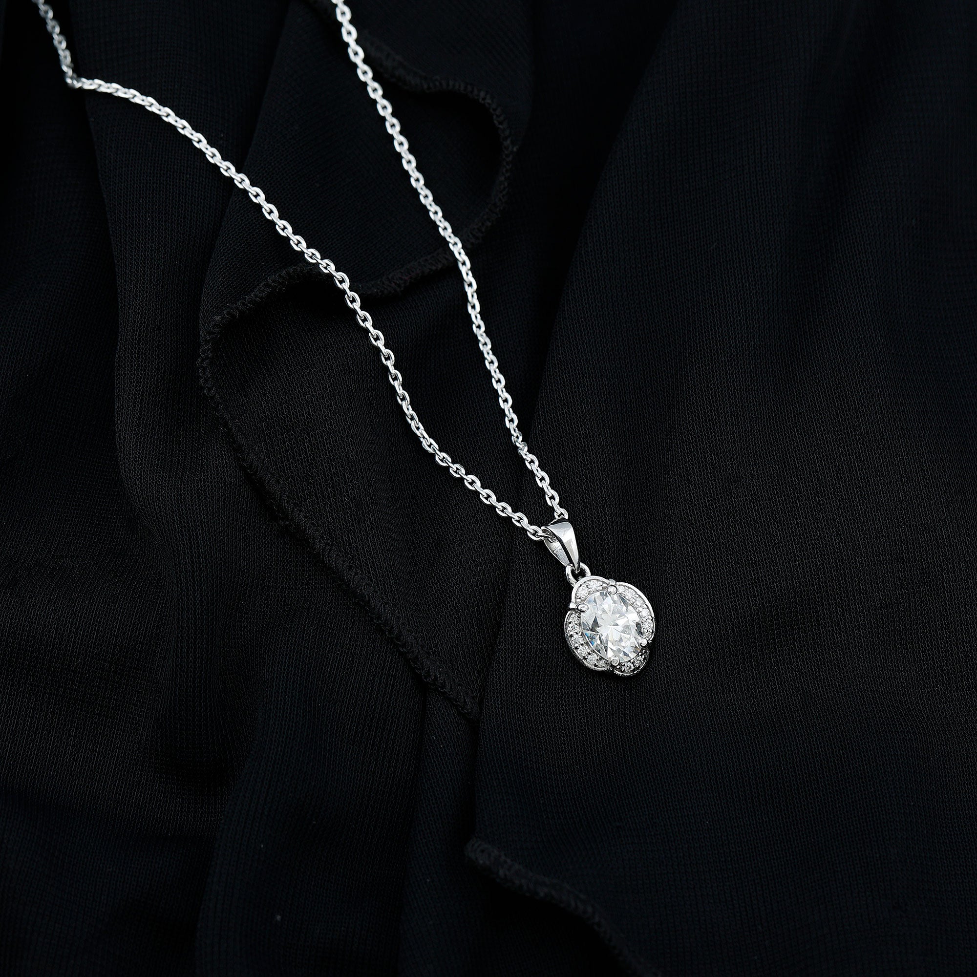 Moissanite Art Deco Necklace with Silver Chain D-VS1 92.5 Sterling Silver - Rosec Jewels